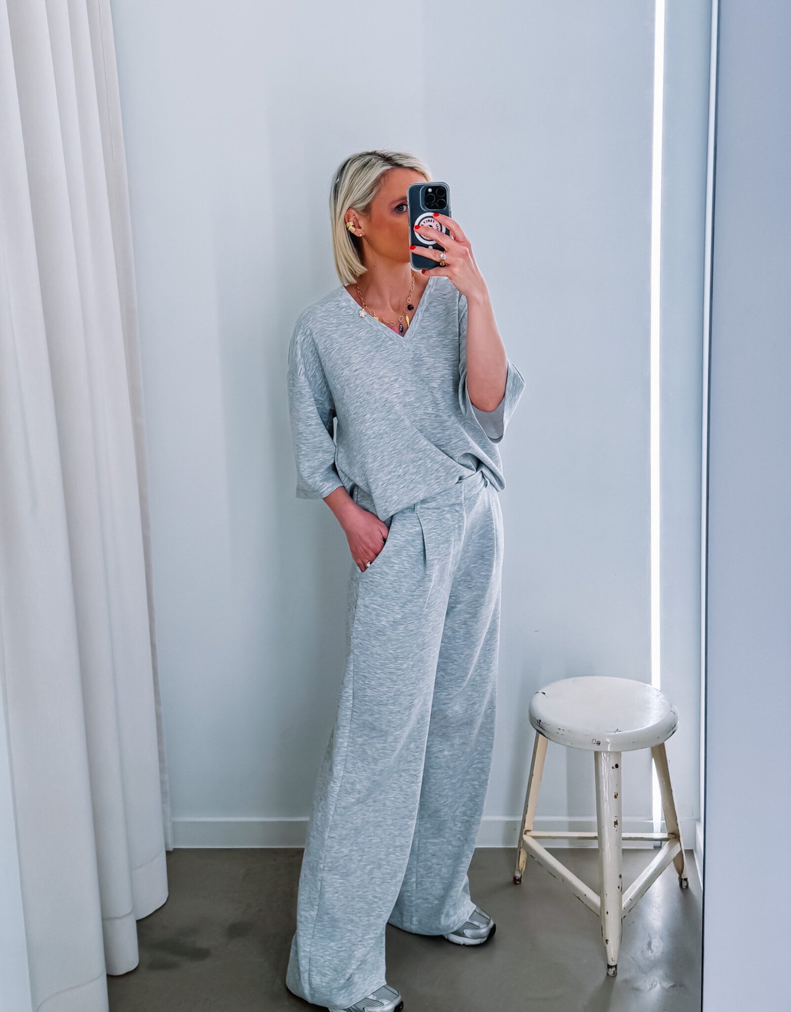 Refined Department Broek Relaxed 'Puck' - Grey Melange - Refined Department