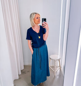 Withblack T-Shirt V-Neck 'Gabriella' - Midnight Blue - Withblack