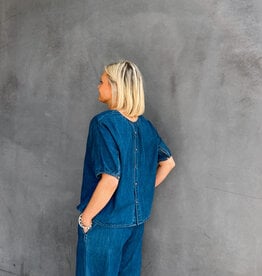Another Label Blouse 'Coralie' - Mid Blue Denim  - Another-Label