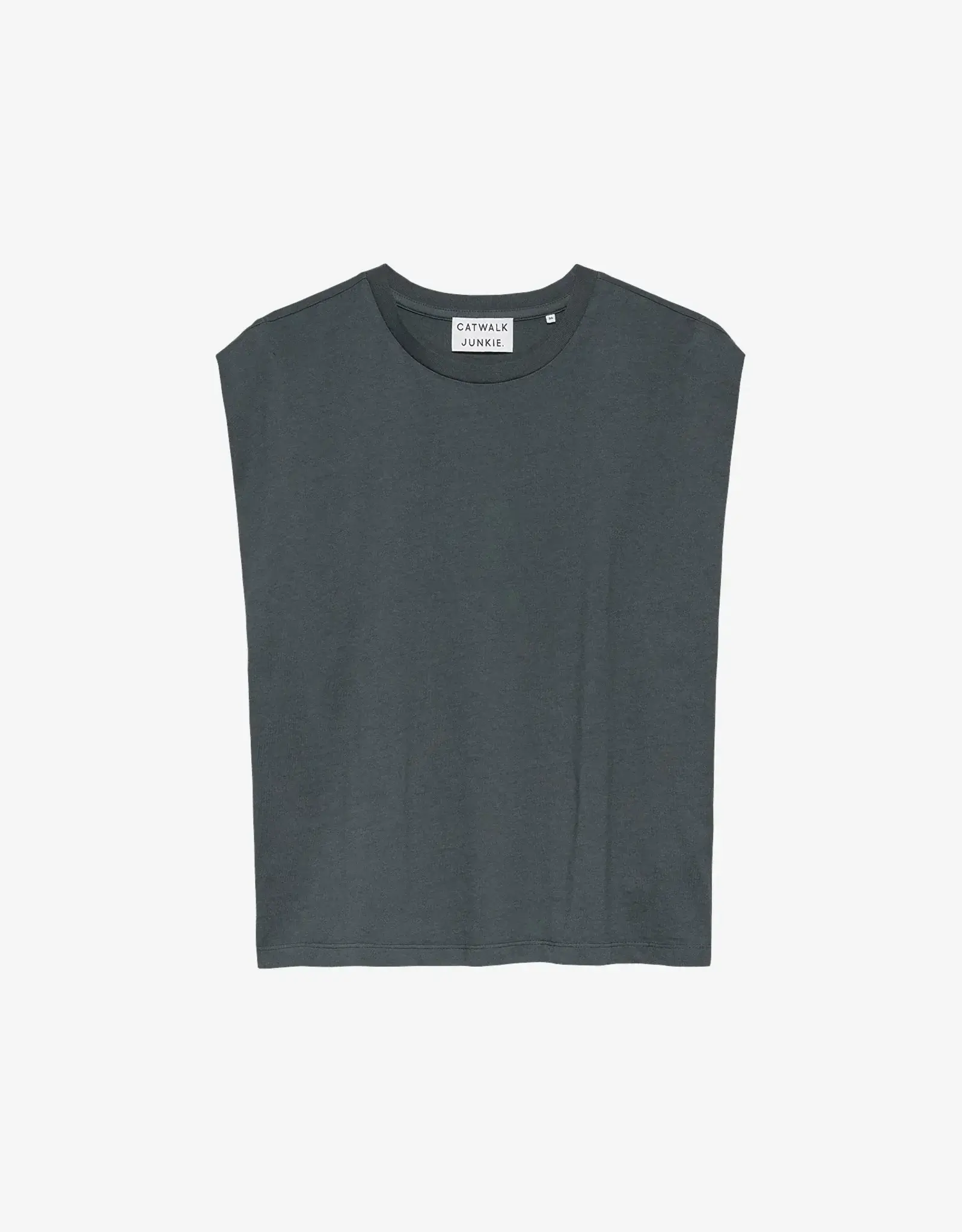 Catwalk Junkie Top 'Folded Shoulder' - Carbon - Catwalk Junkie