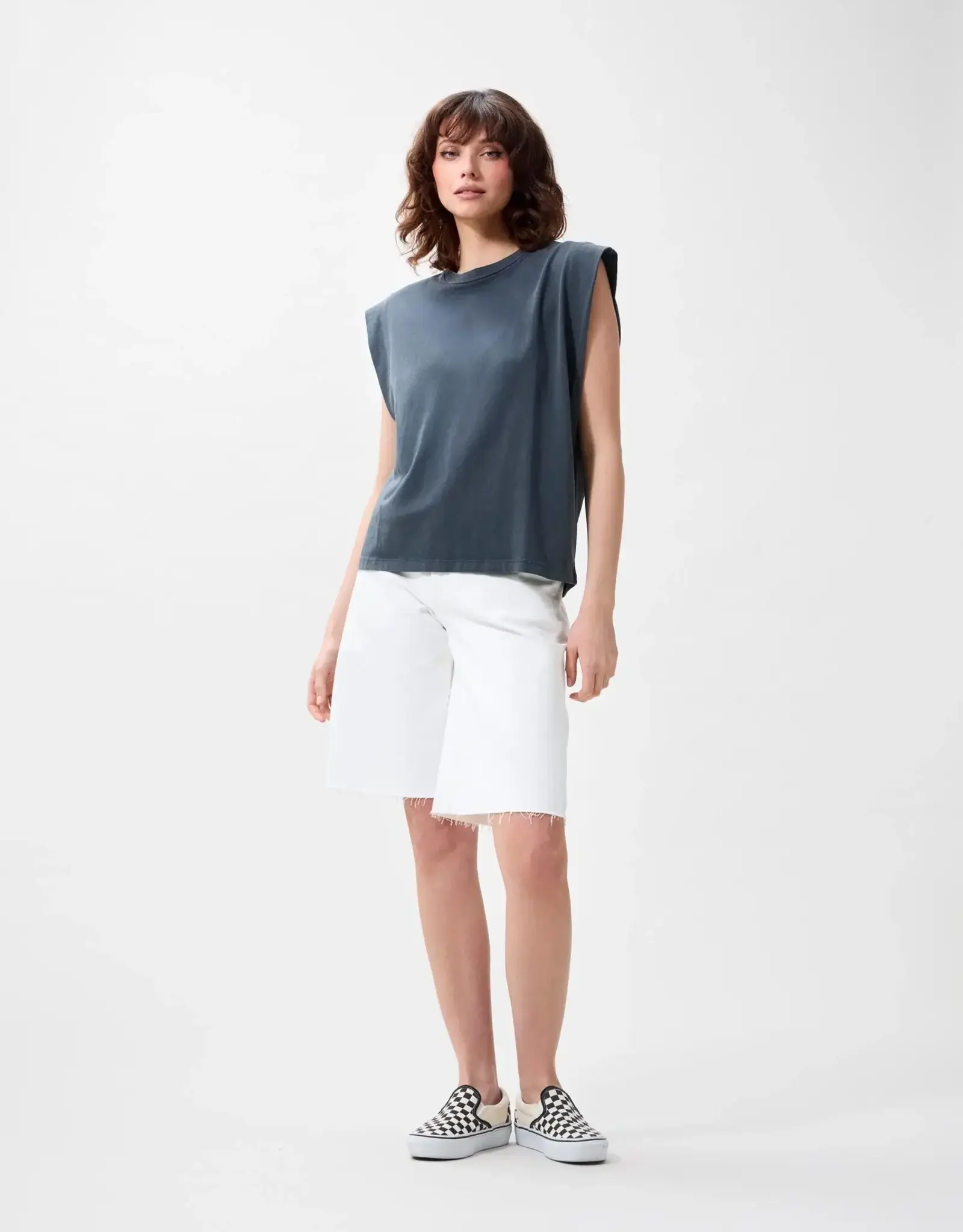 Catwalk Junkie Top 'Folded Shoulder' - Carbon - Catwalk Junkie