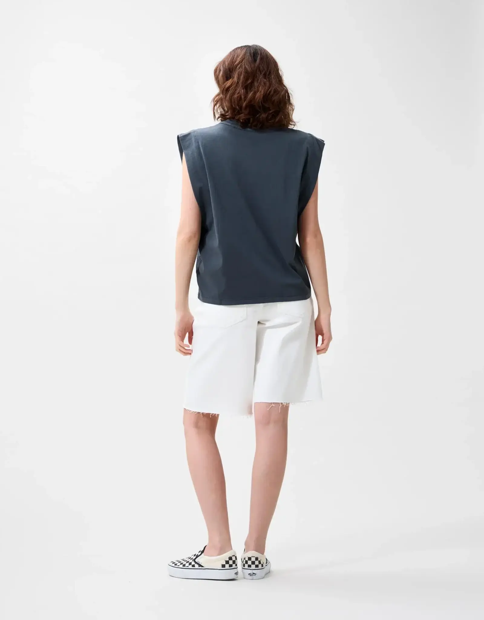 Catwalk Junkie Top 'Folded Shoulder' - Carbon - Catwalk Junkie