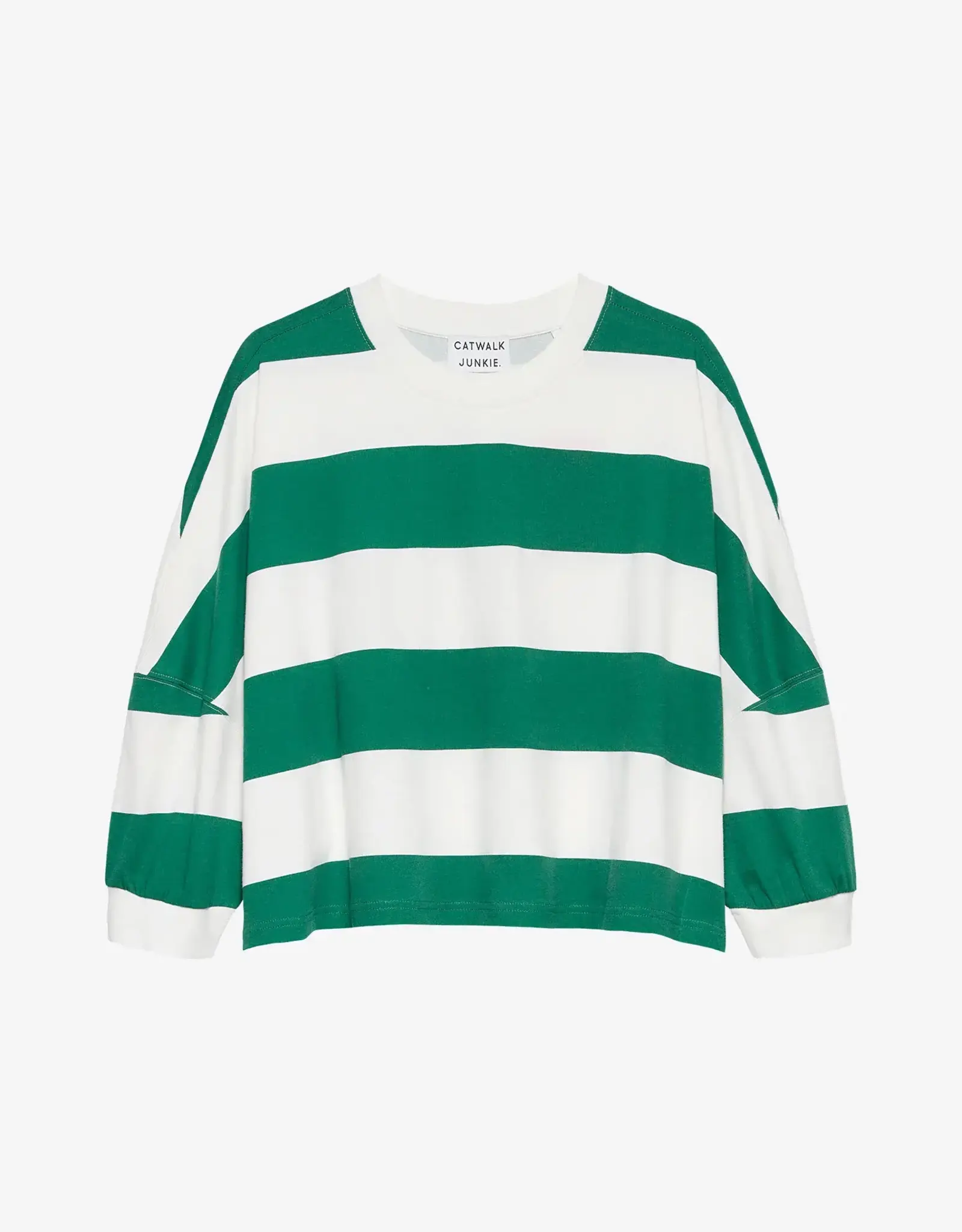 Catwalk Junkie T-Shirt Striped 'Oversized Bold' - Wild Green - Catwalk Junkie