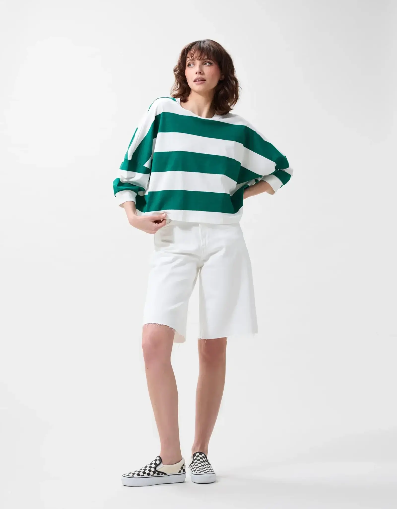 Catwalk Junkie T-Shirt Striped 'Oversized Bold' - Wild Green - Catwalk Junkie