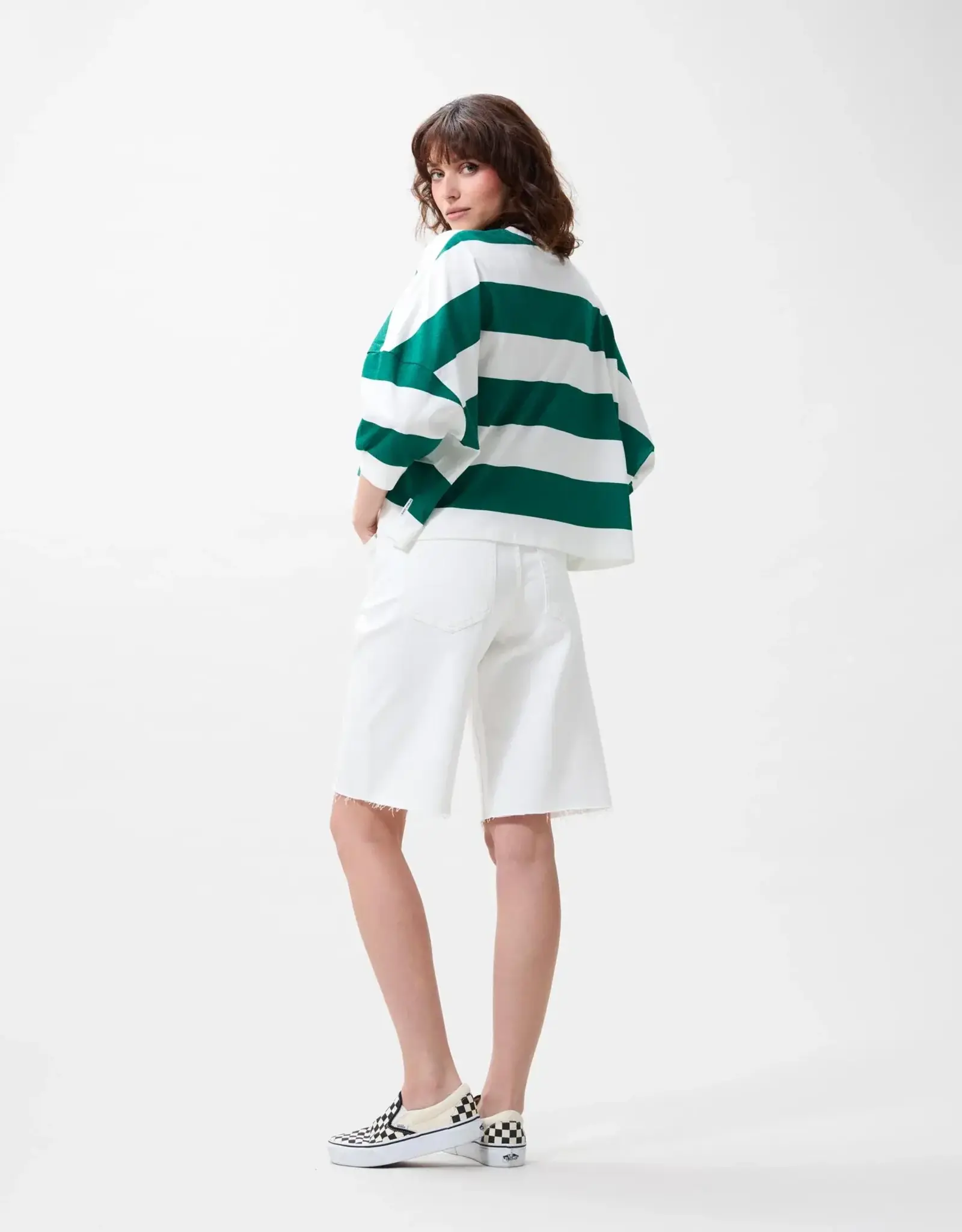 Catwalk Junkie T-Shirt Striped 'Oversized Bold' - Wild Green - Catwalk Junkie