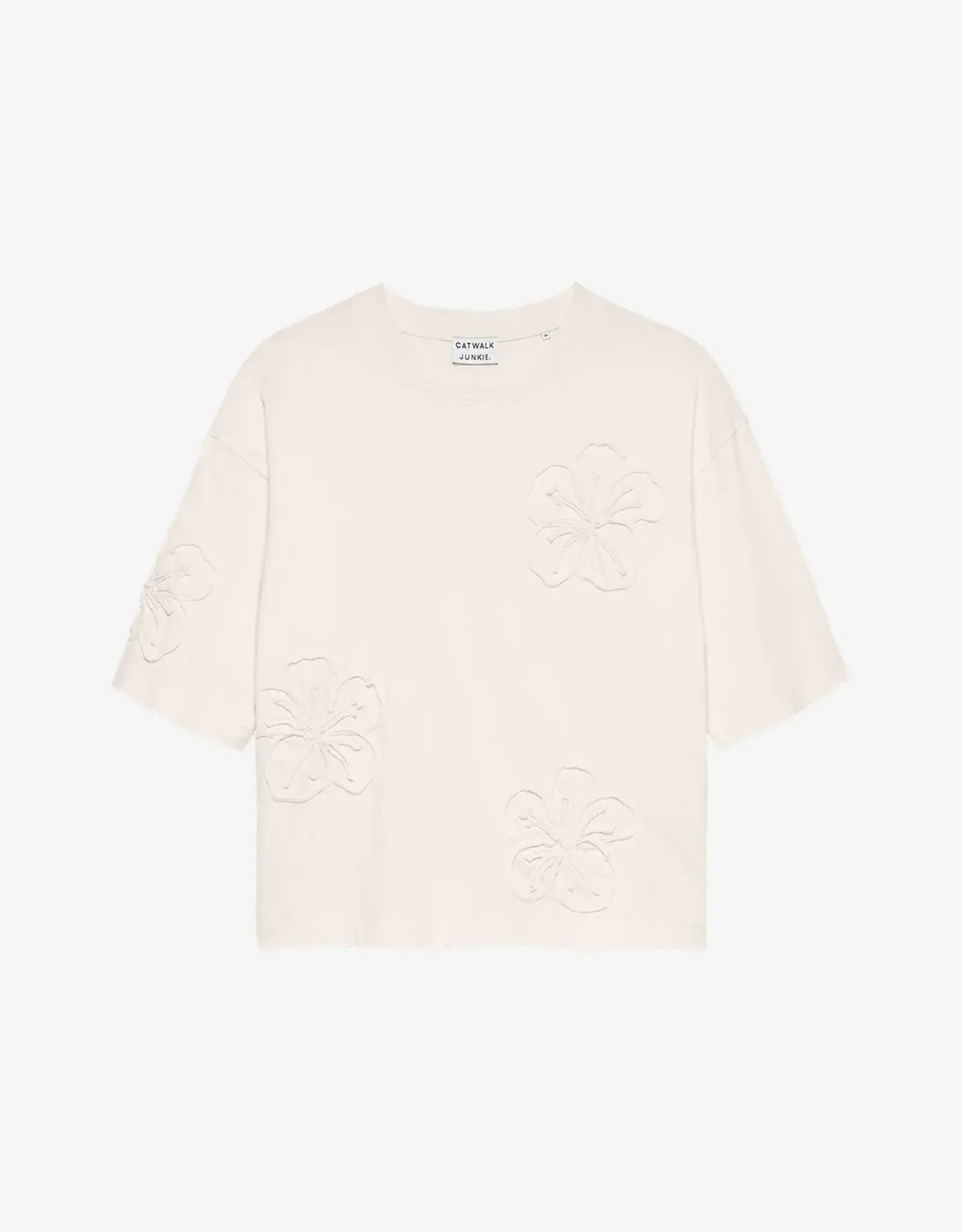 Catwalk Junkie T-Shirt 'Hibiscus' - Egret - Catwalk Junkie