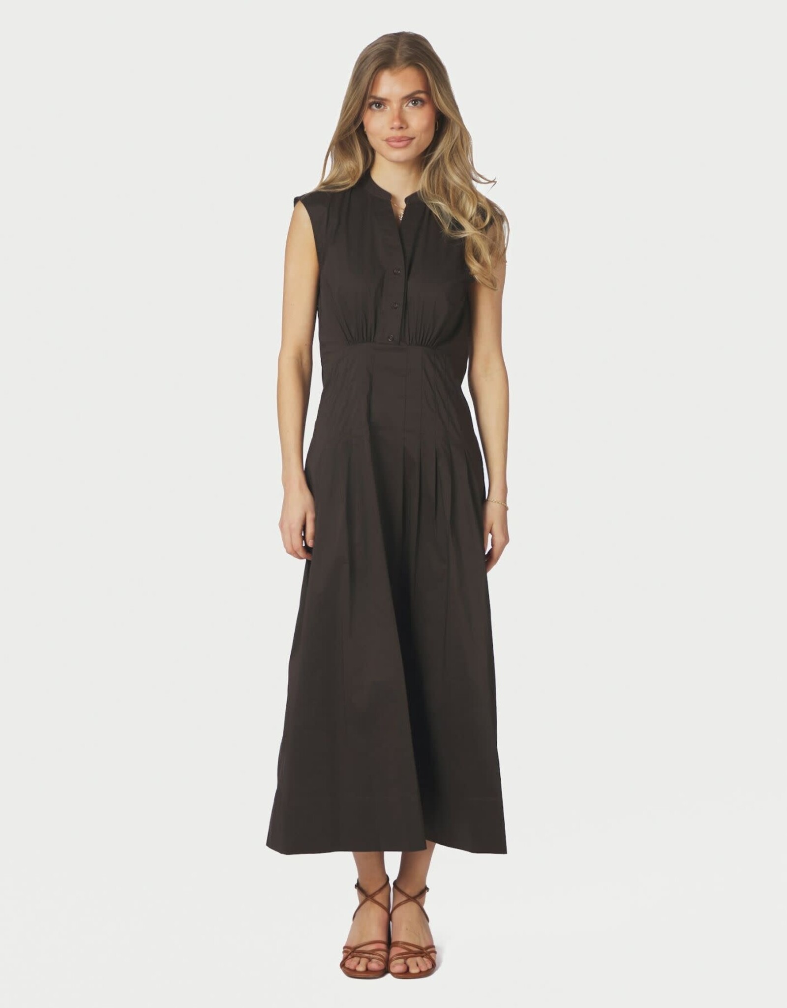 Jurk Poplin 'Irena' - Chocolate Brown - Neo Noir