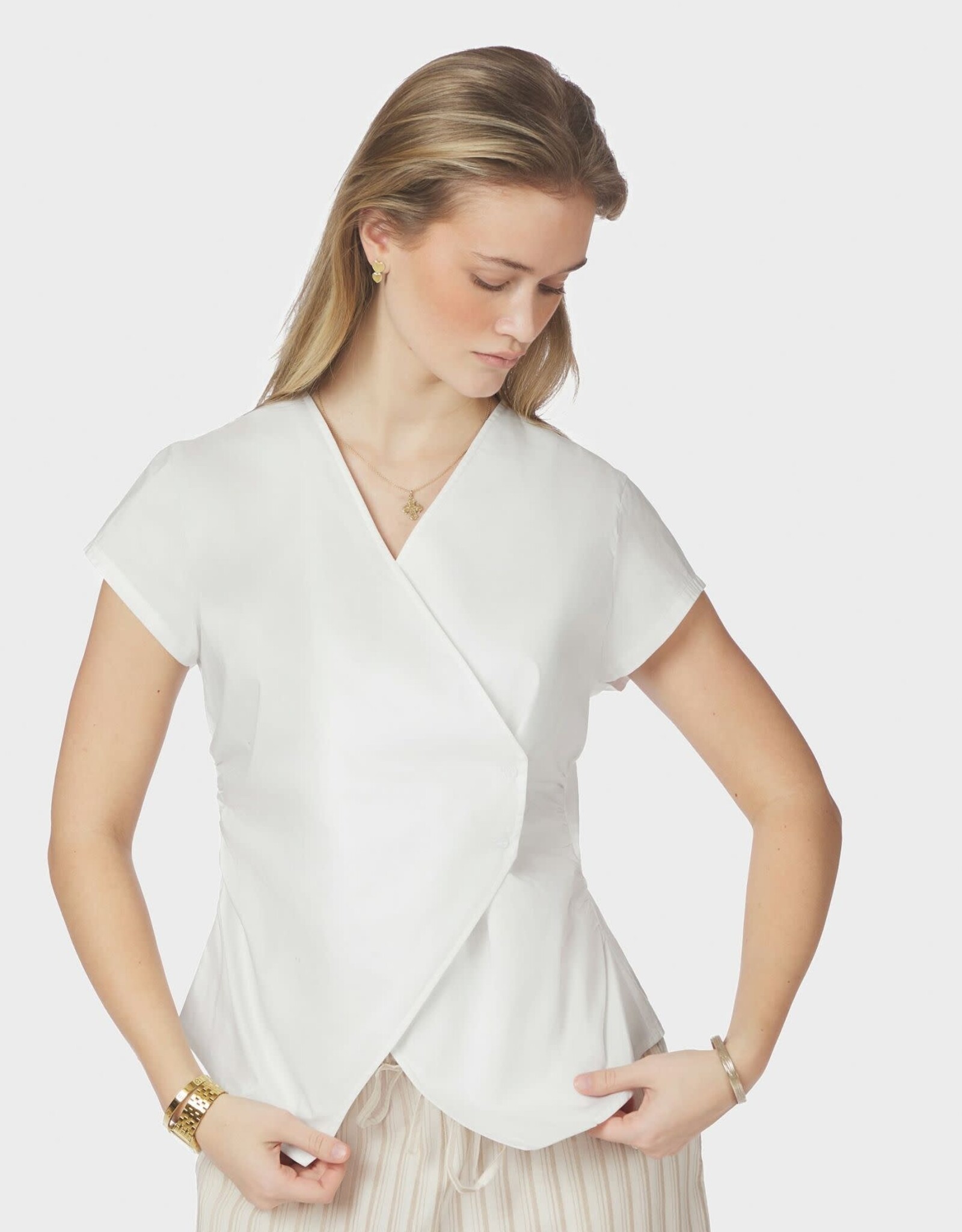Top Poplin 'Fidi' - White - Neo Noir