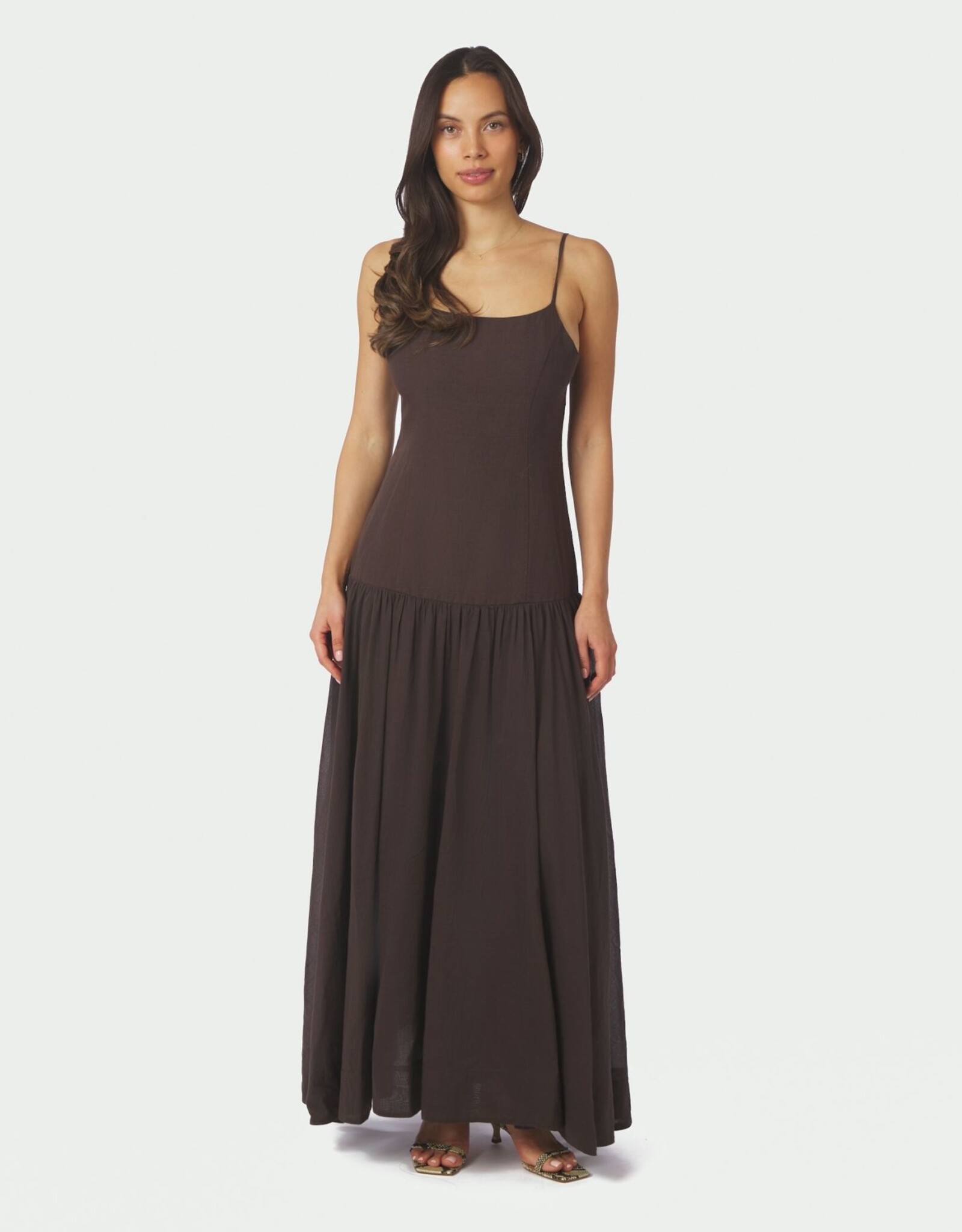Jurk Voile 'Jackie' - Dark Brown - Neo Noir