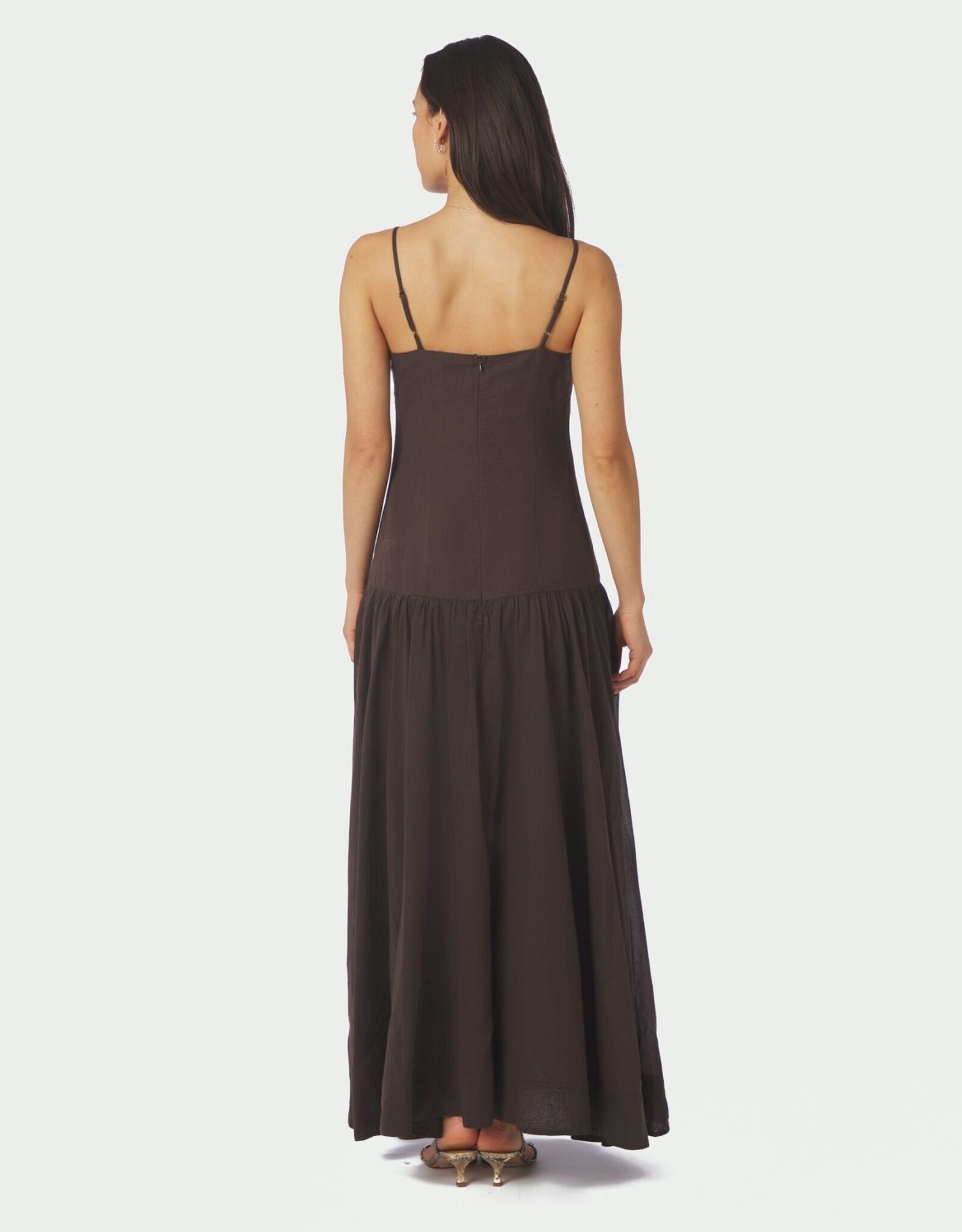Jurk Voile 'Jackie' - Dark Brown - Neo Noir