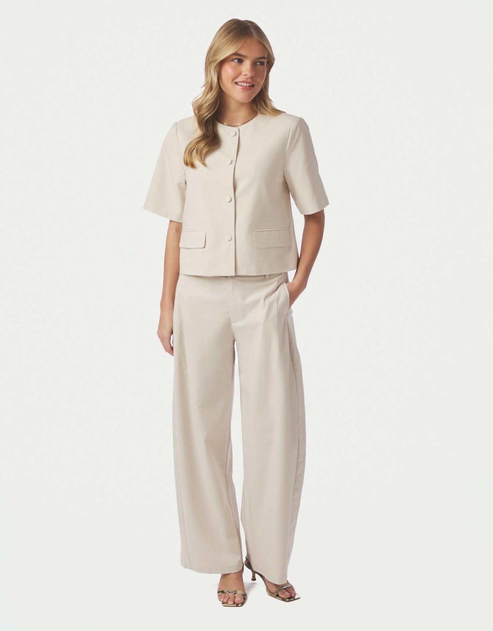 Broek Linen 'Essiall' - Creme - Neo Noir