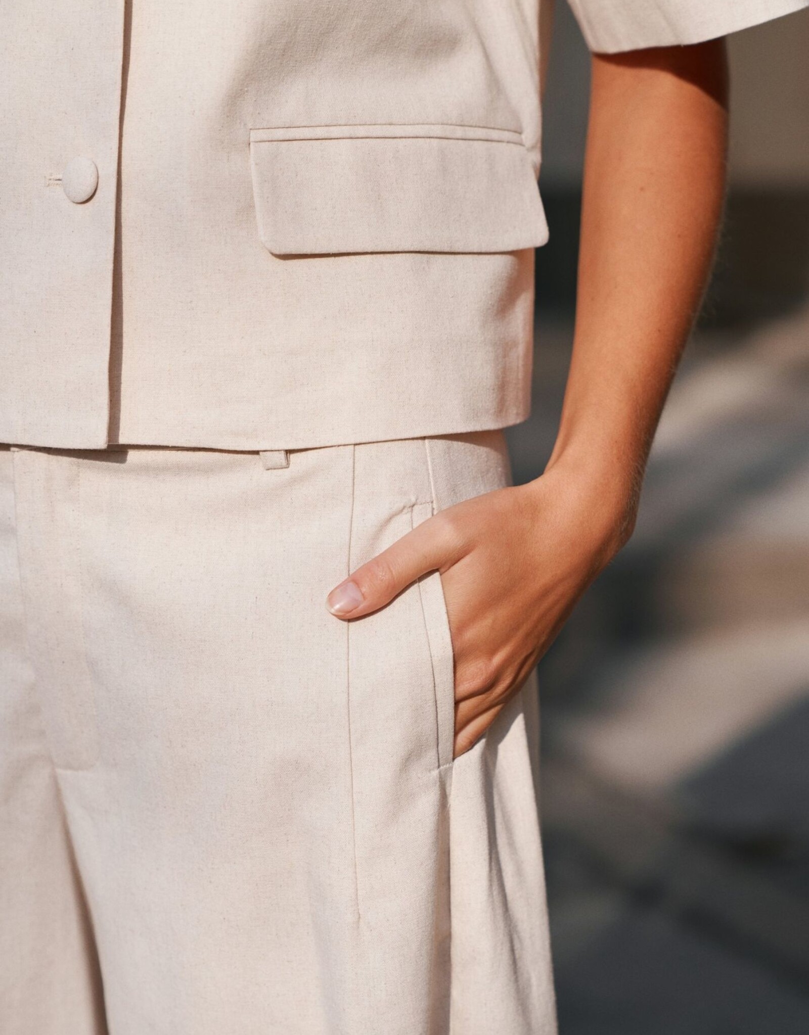 Broek Linen 'Essiall' - Creme - Neo Noir
