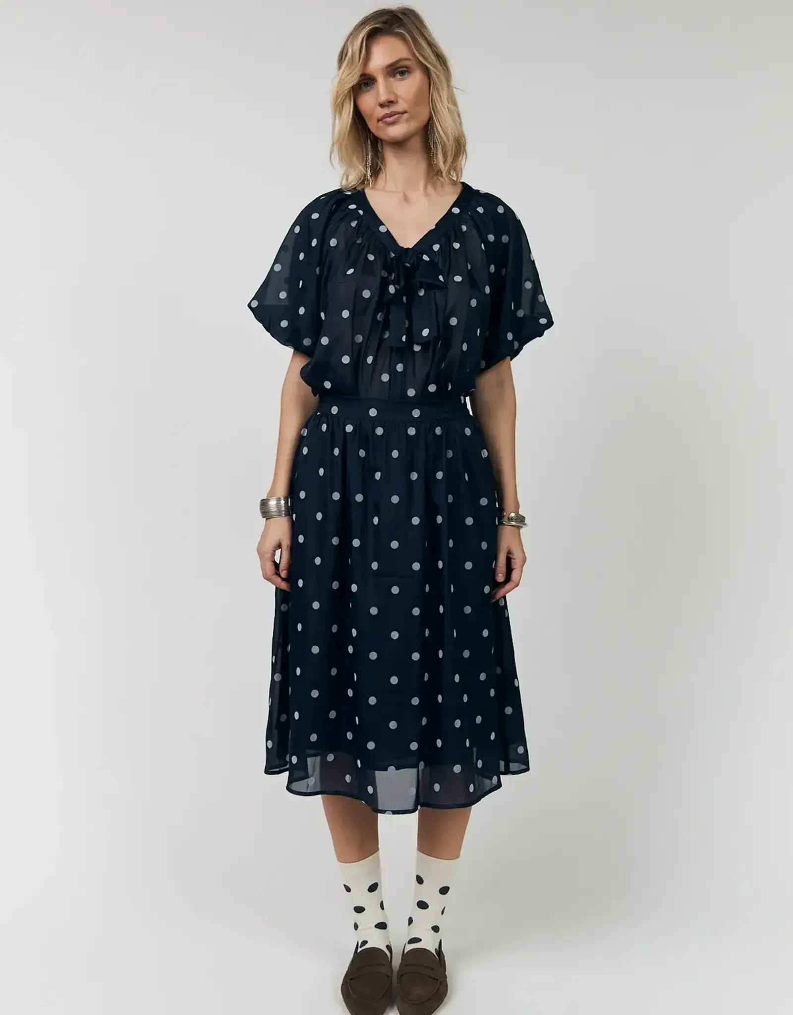 Lollys Laundry Blouse 'Pine' - Dark Blue - Lollys Laundry