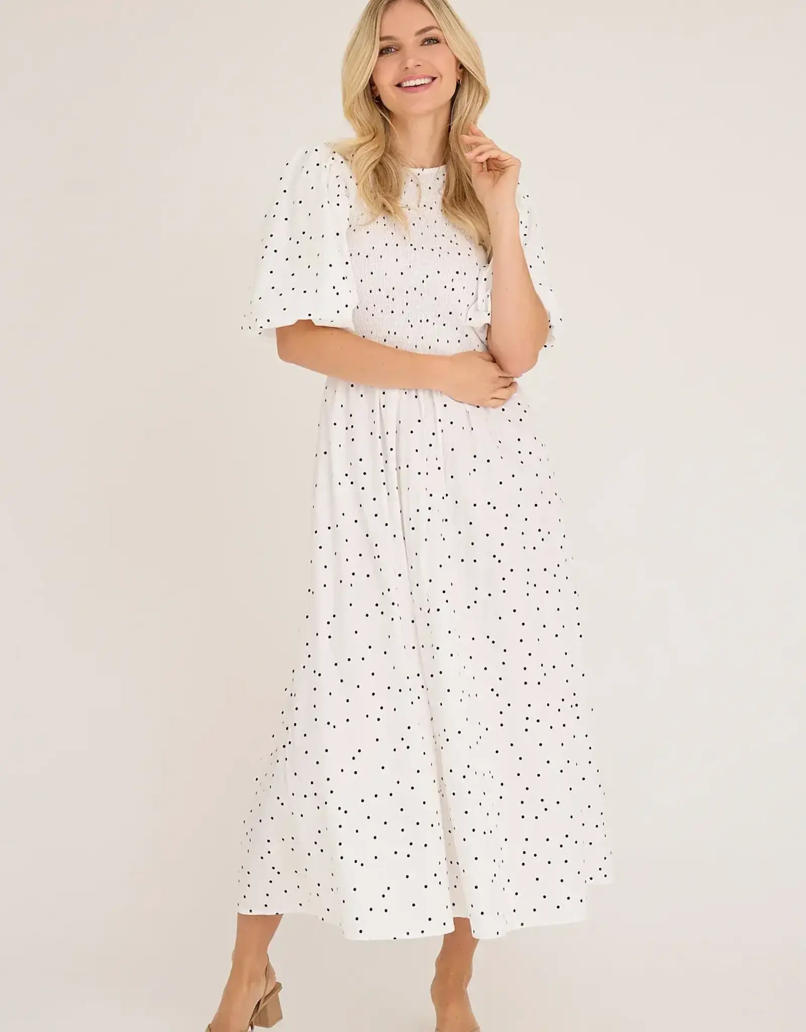 A view Jurk Dot 'Tabita' - White With Black Dots - A View