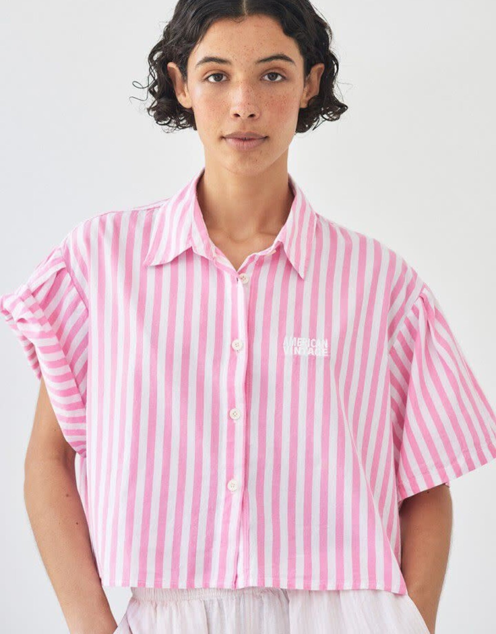 American Vintage Blouse 'Vextown' - Rayures Rose - Vex06A -  American Vintage