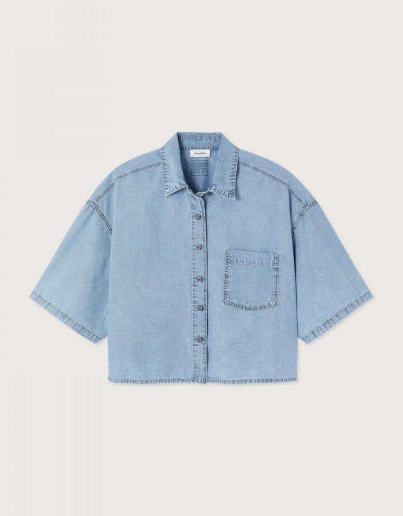 American Vintage Blouse 'Paybou' - Blue Snow - Pay06A -  American Vintage