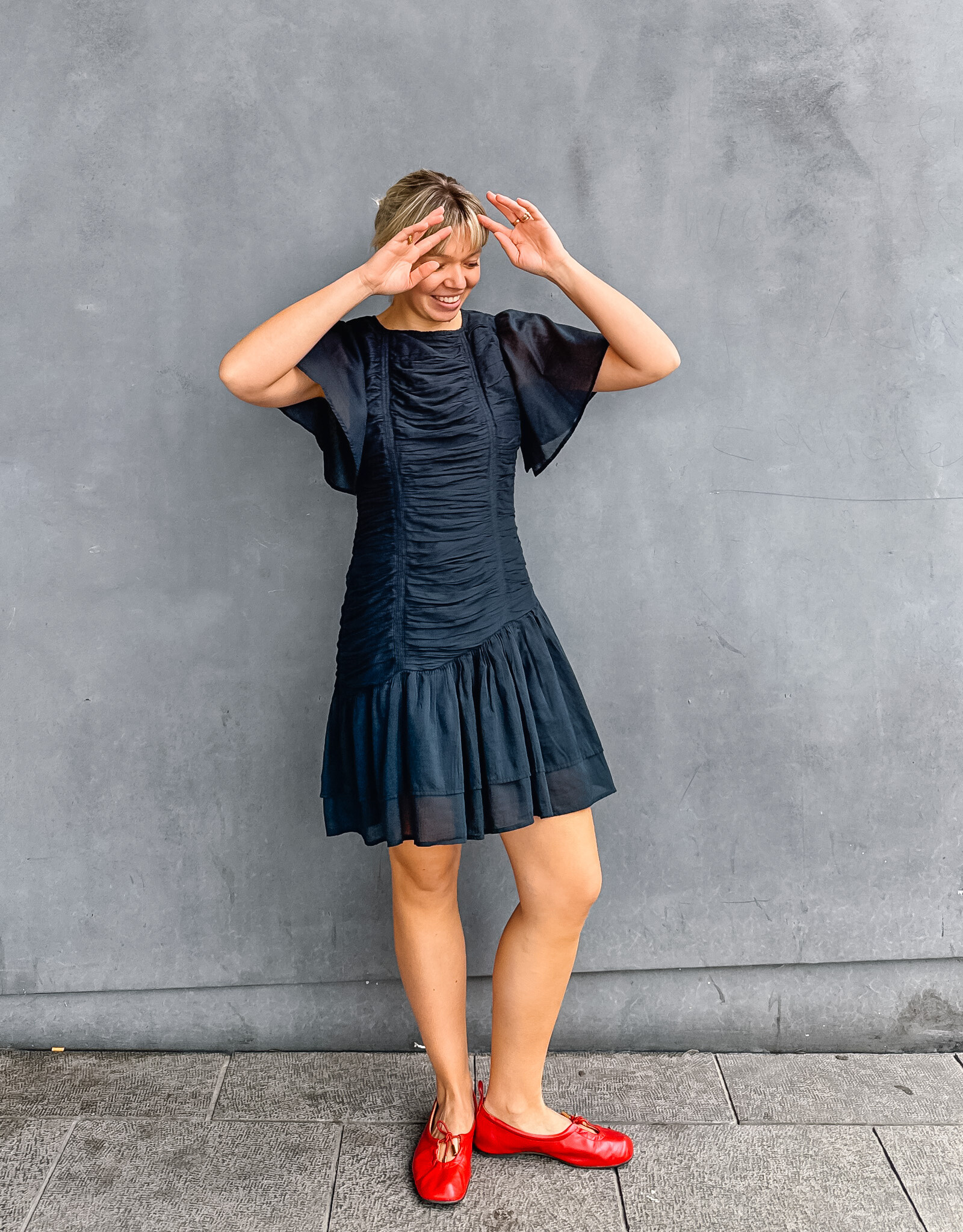 Jurk Voile 'Circle S' - Navy - Neo Noir