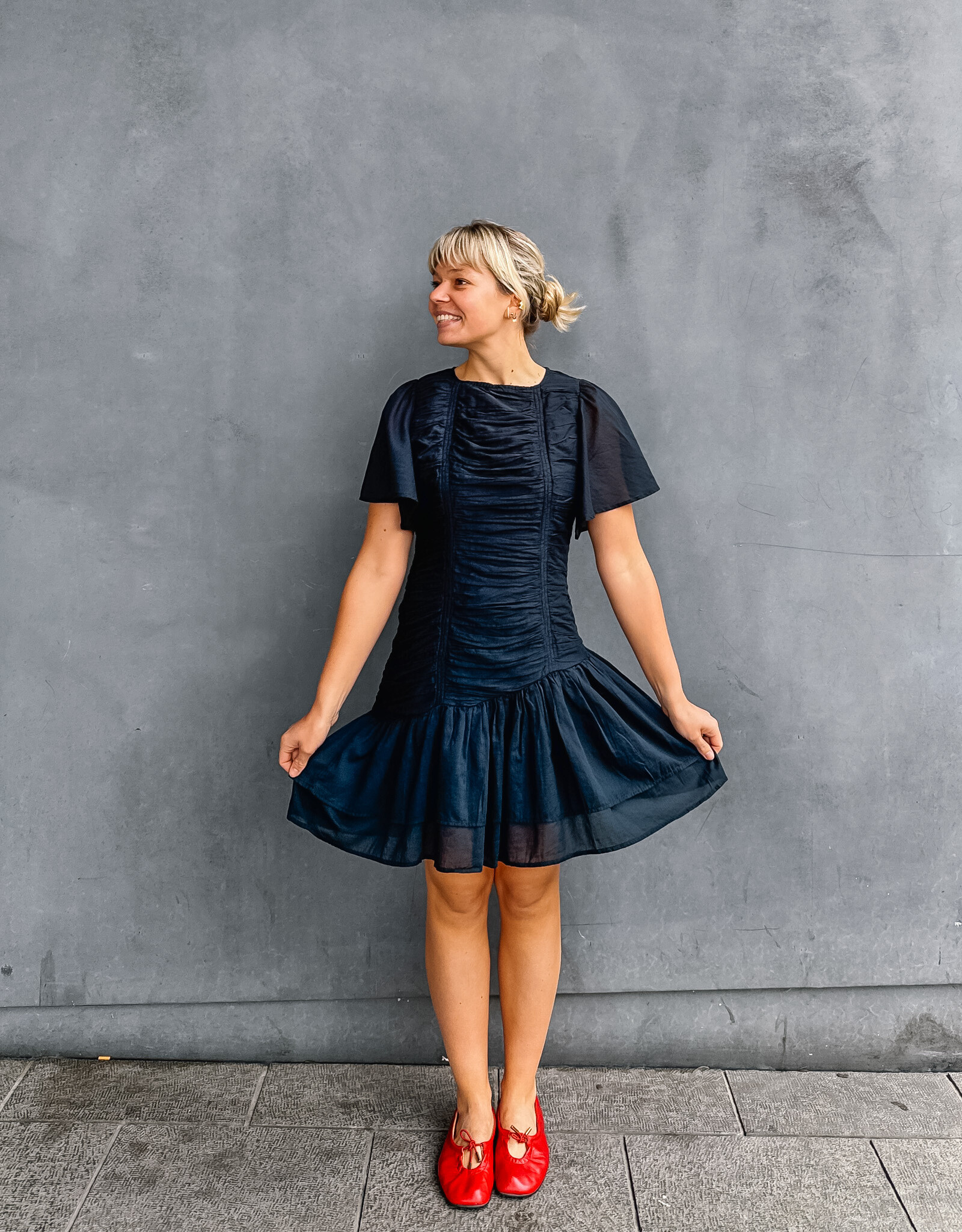 Jurk Voile 'Circle S' - Navy - Neo Noir