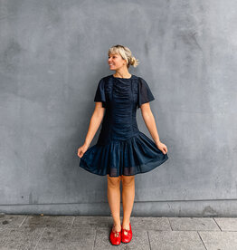 Jurk Voile 'Circle S' - Navy - Neo Noir
