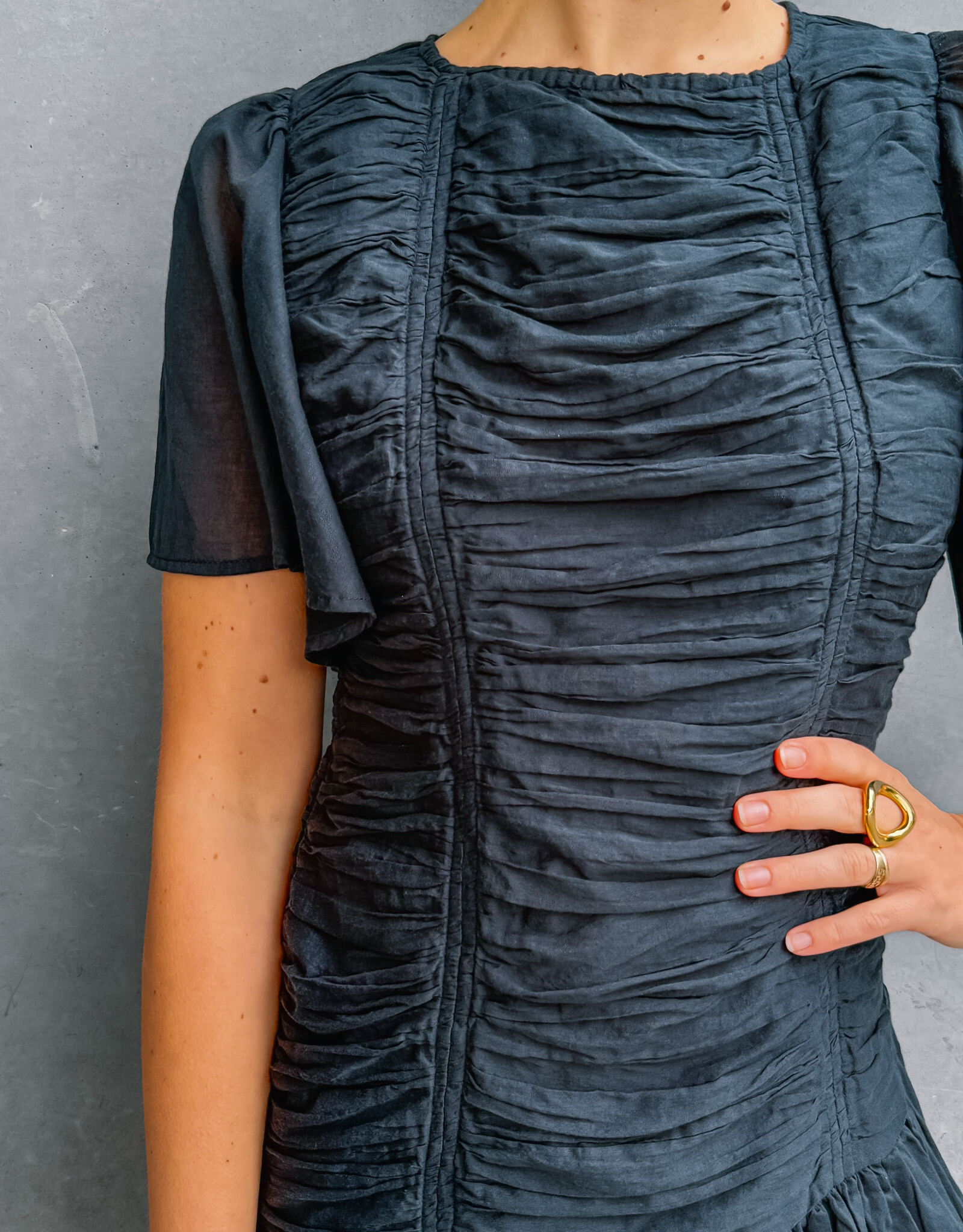 Jurk Voile 'Circle S' - Navy - Neo Noir
