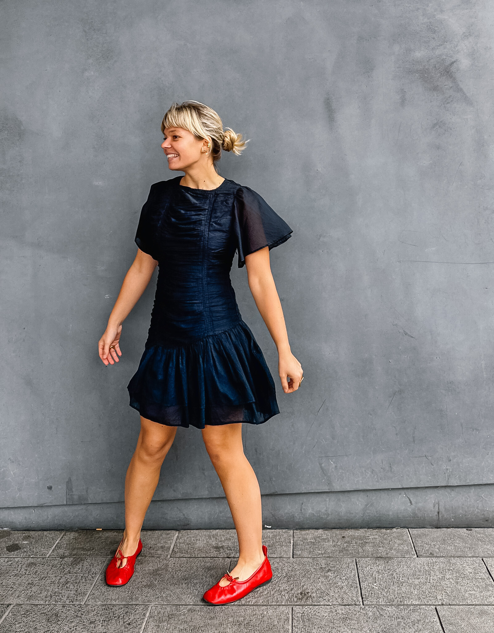 Jurk Voile 'Circle S' - Navy - Neo Noir