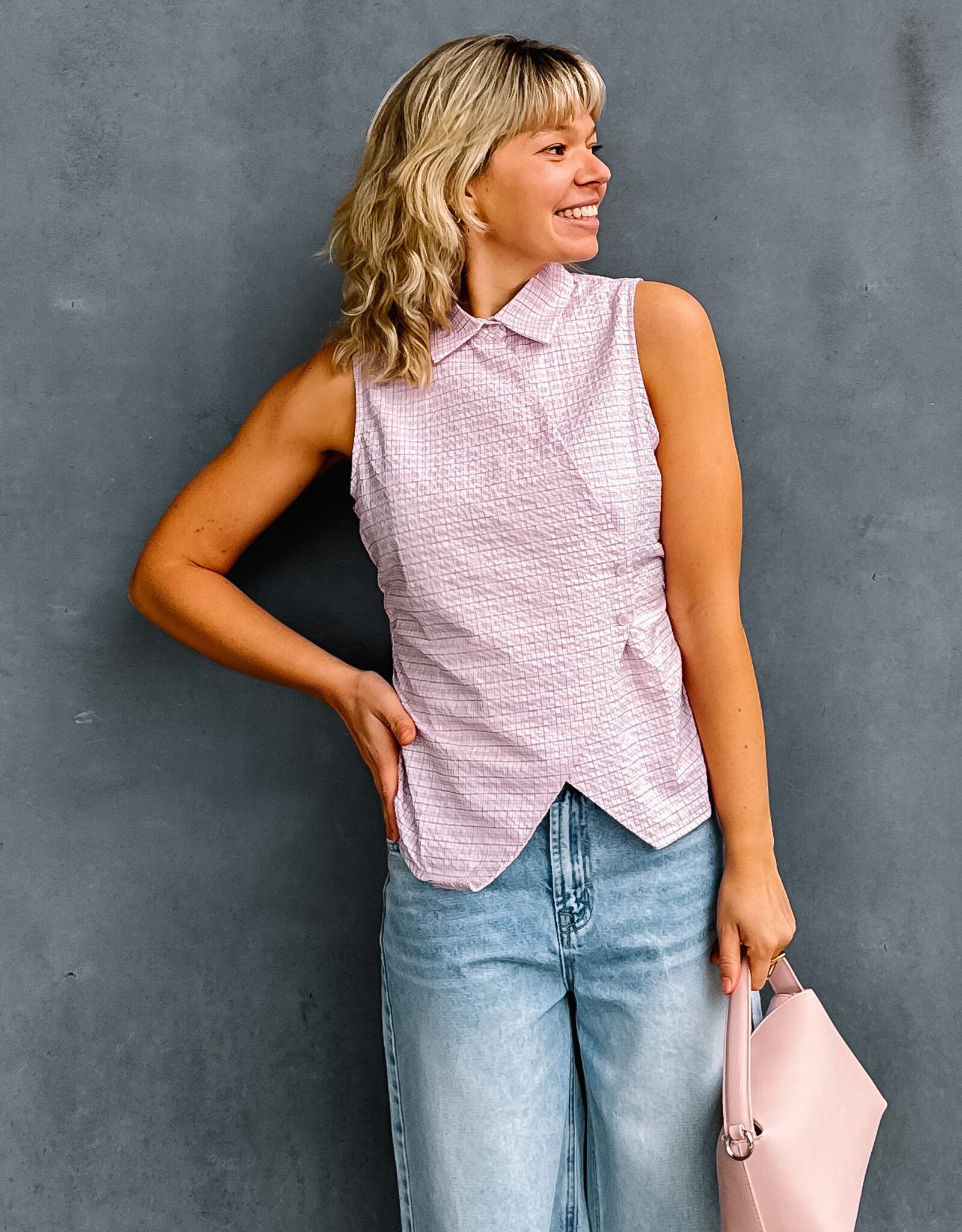 Blouse Check 'Celest' - Light Pink - Neo Noir