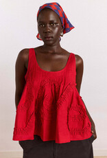 Damson Madder Top 'Stella Ruffle Cami' - Red - Damson Madder