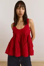 Damson Madder Top 'Stella Ruffle Cami' - Red - Damson Madder