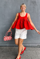 Damson Madder Top 'Stella Ruffle Cami' - Red - Damson Madder