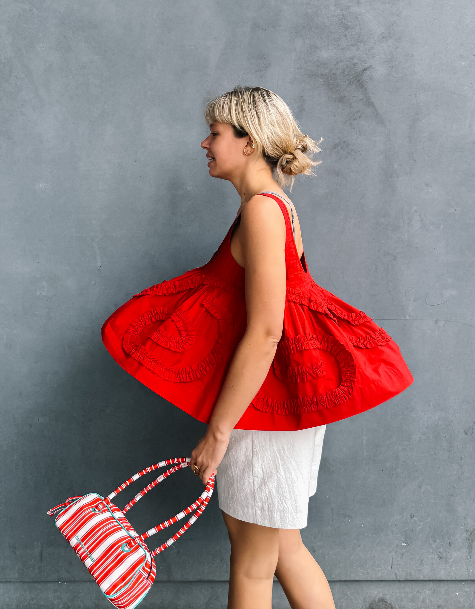Damson Madder Top 'Stella Ruffle Cami' - Red - Damson Madder