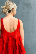 Damson Madder Top 'Stella Ruffle Cami' - Red - Damson Madder