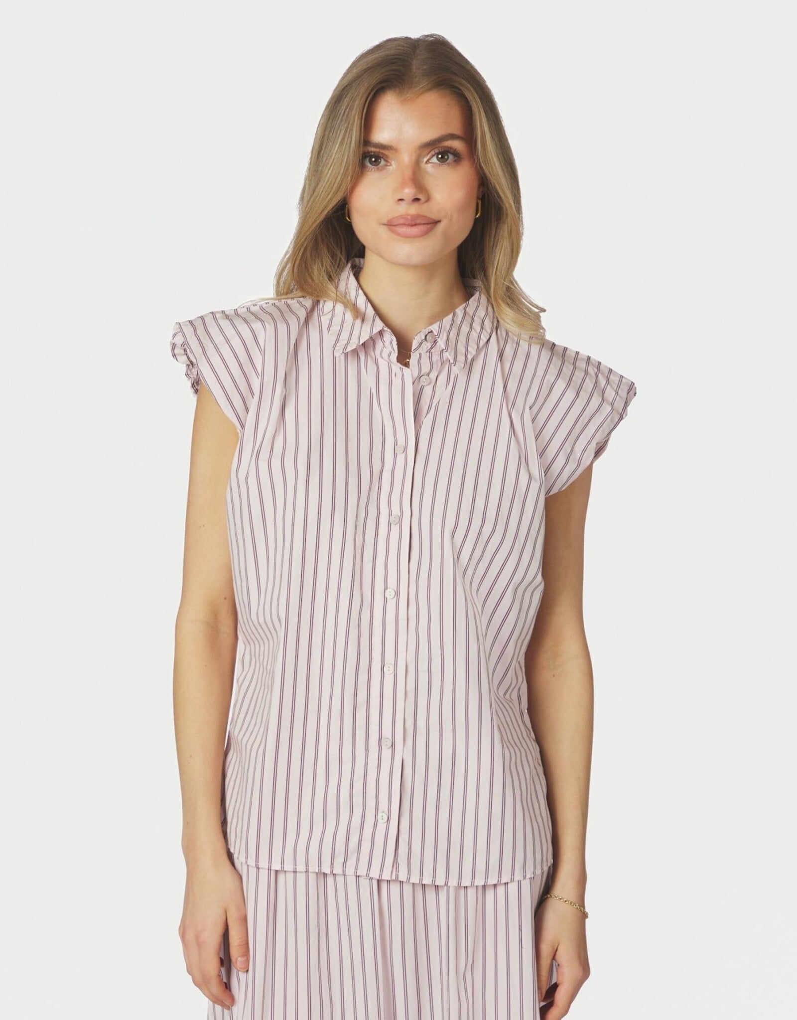 Blouse Double Stripe 'Isella' - Rose - Neo Noir