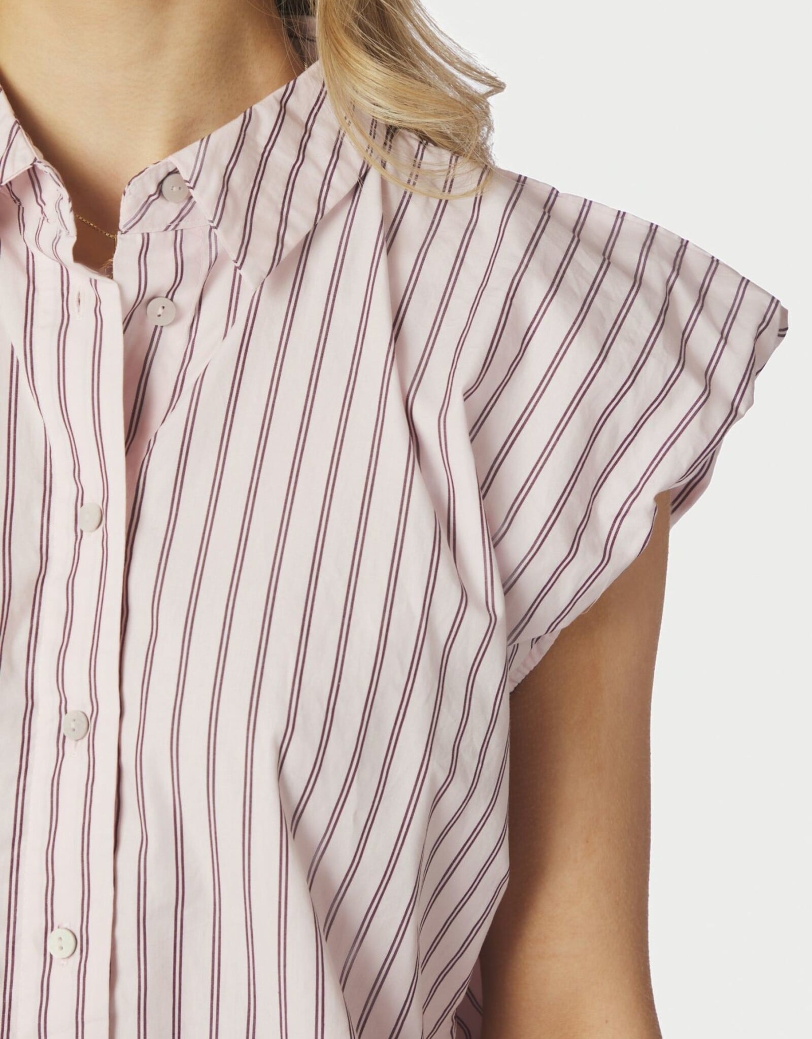Blouse Double Stripe 'Isella' - Rose - Neo Noir