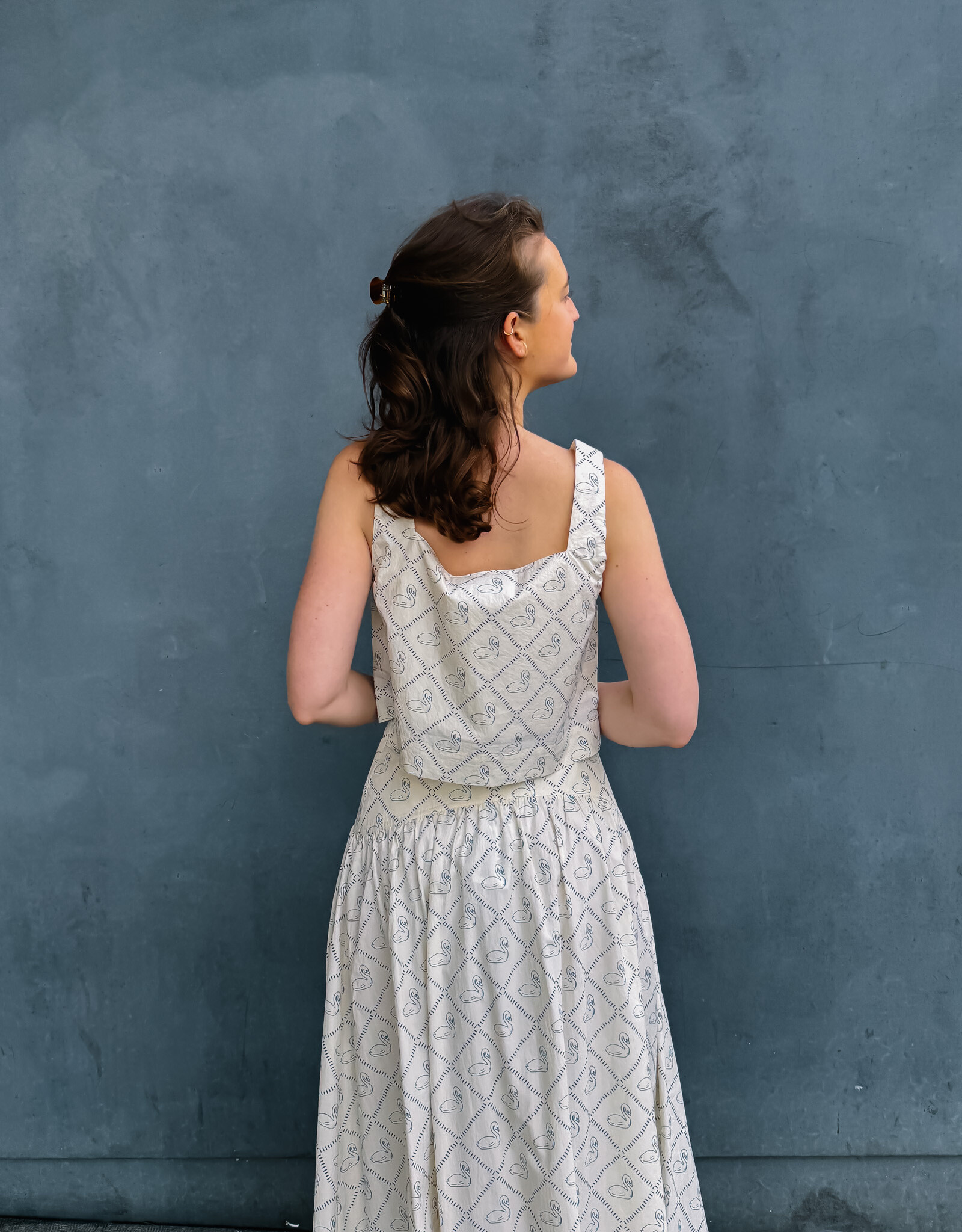 The Tiny Big Sister Top 'Swans' - Light Cream - The Tiny Big Sister