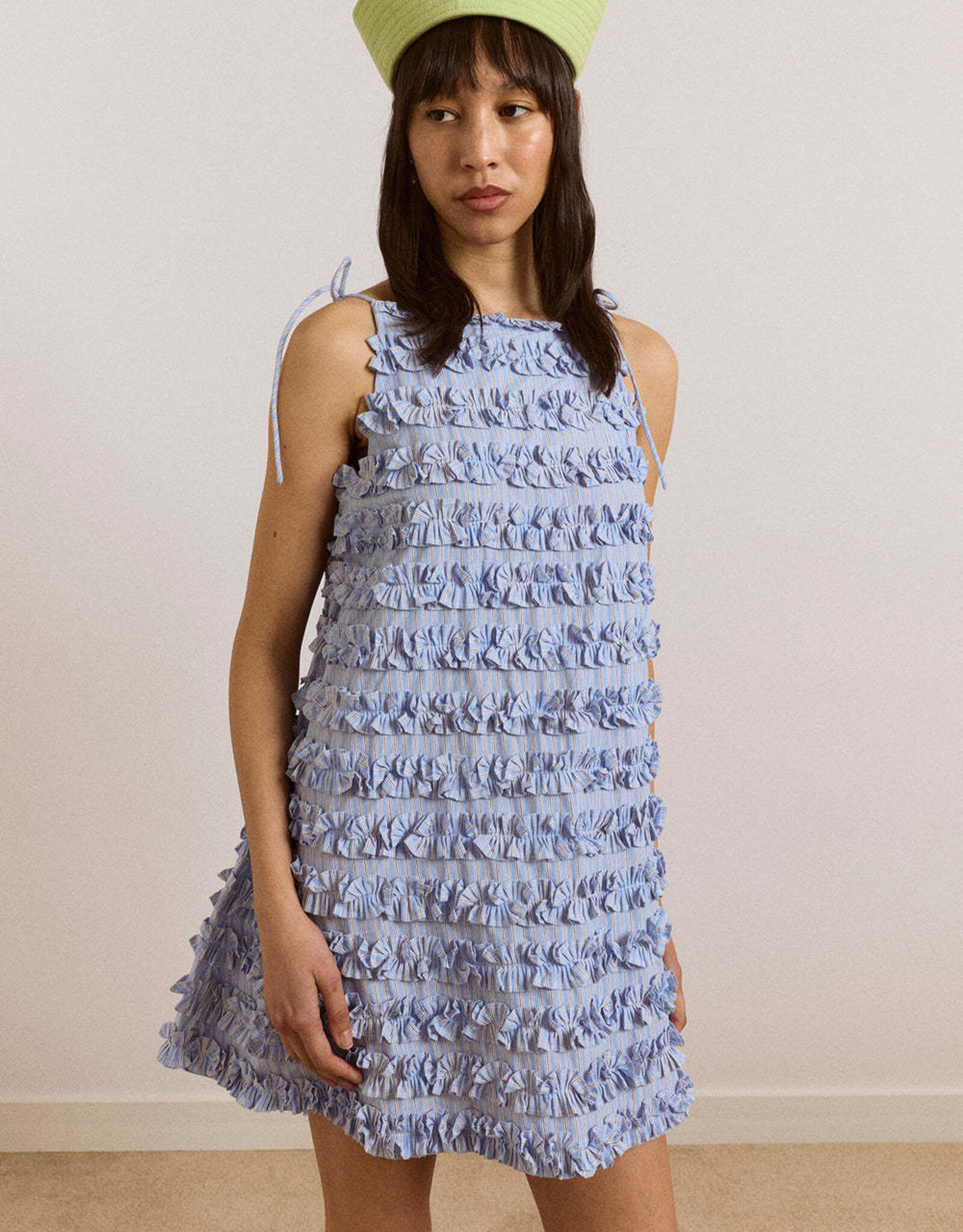 Damson Madder Jurk Ruffle 'Leili' - Blue - Damson Madder