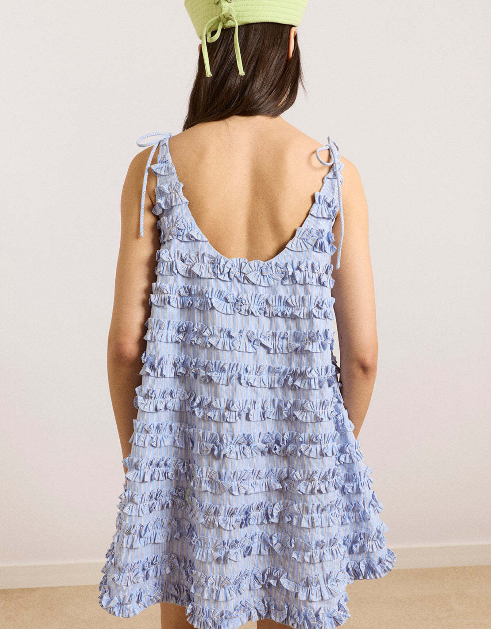 Damson Madder Jurk Ruffle 'Leili' - Blue - Damson Madder