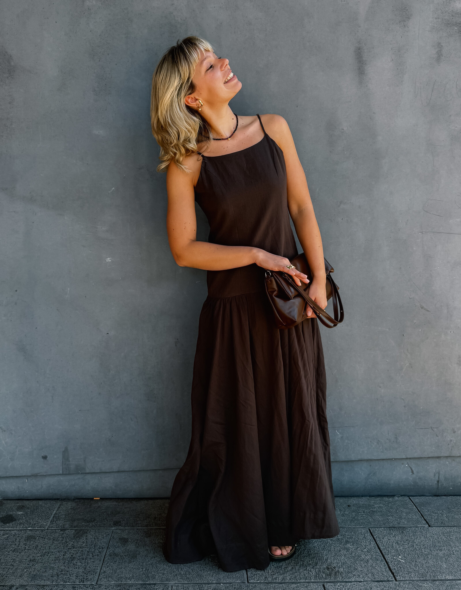 Jurk Voile 'Jackie' - Dark Brown - Neo Noir
