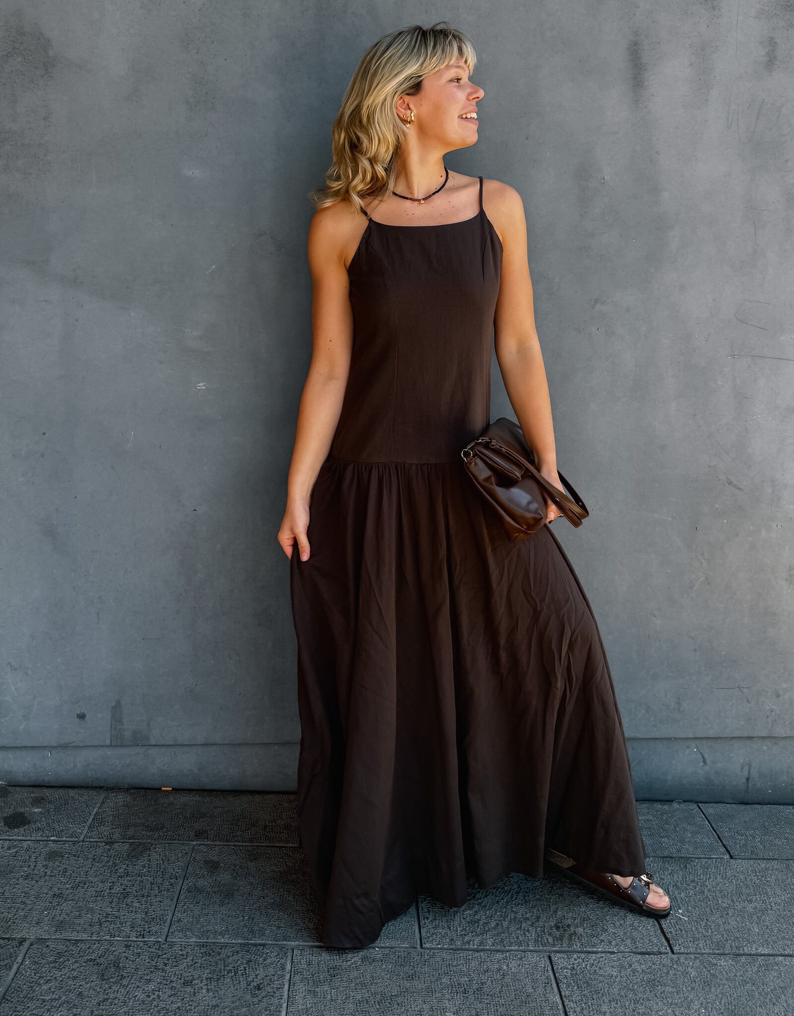 Jurk Voile 'Jackie' - Dark Brown - Neo Noir