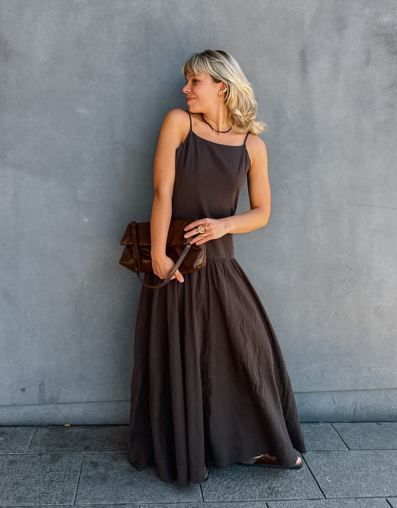Jurk Voile 'Jackie' - Dark Brown - Neo Noir