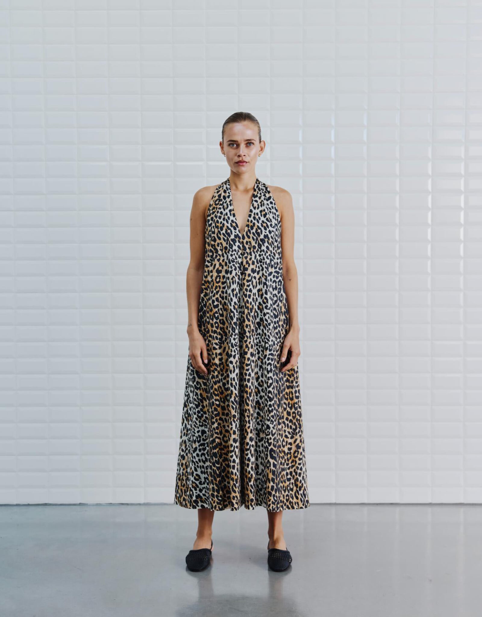Withblack Jurk Midi 'Amina Talia' - Leo Print - Withblack