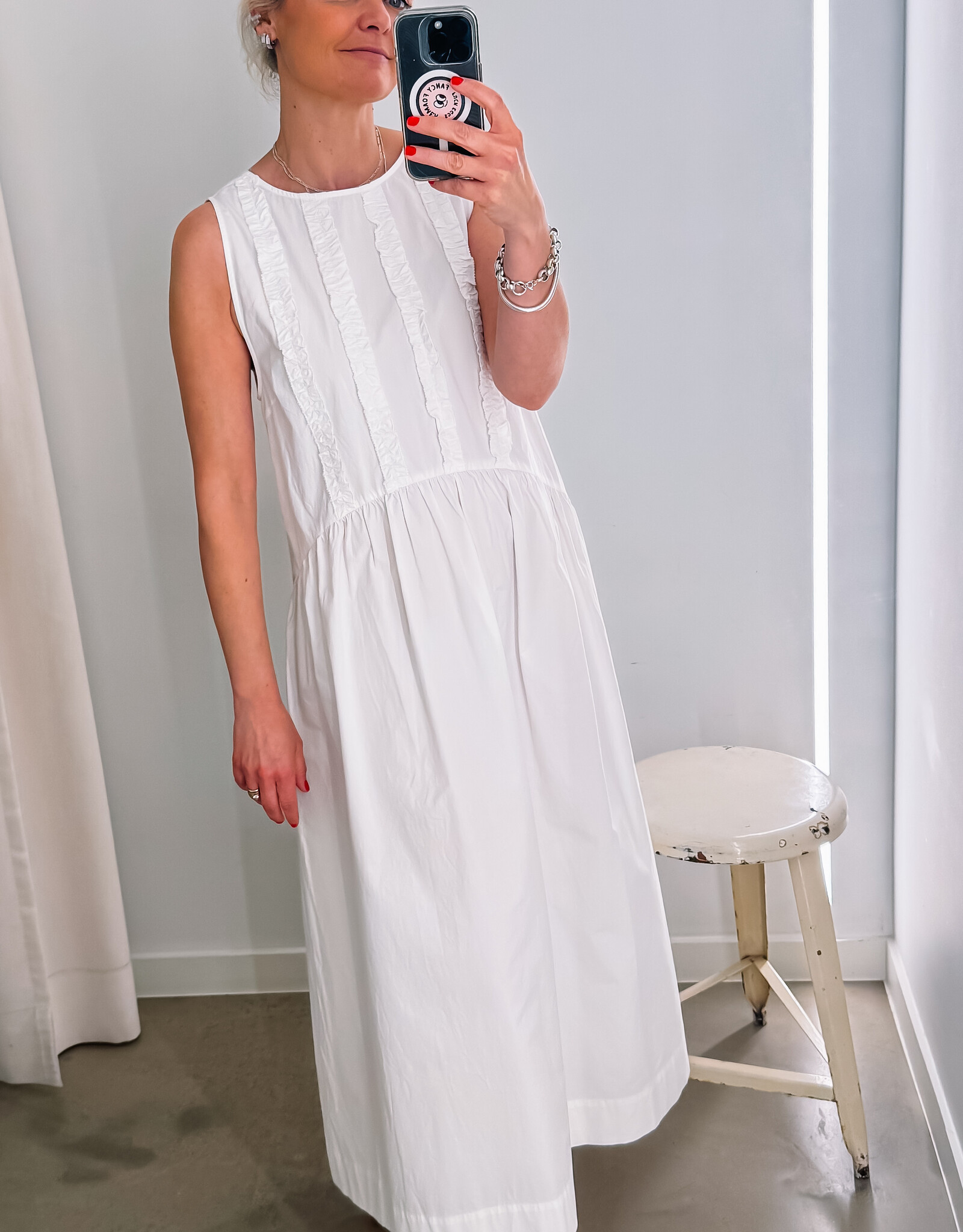 The Tiny Big Sister Jurk Frills 'Low Back' - White - The Tiny Big Sister