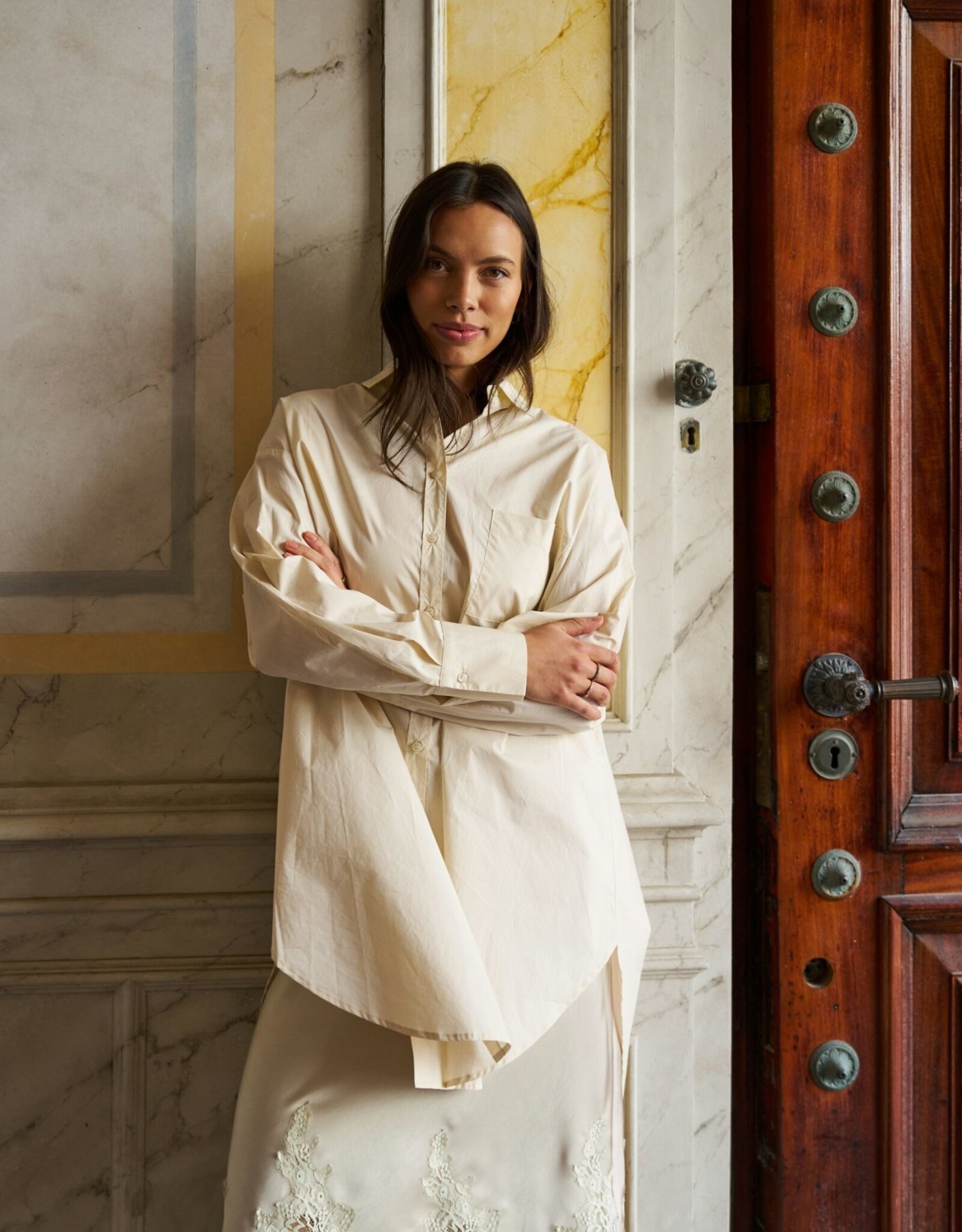 Hemd Poplin 'Halina' - Ivory - Neo Noir