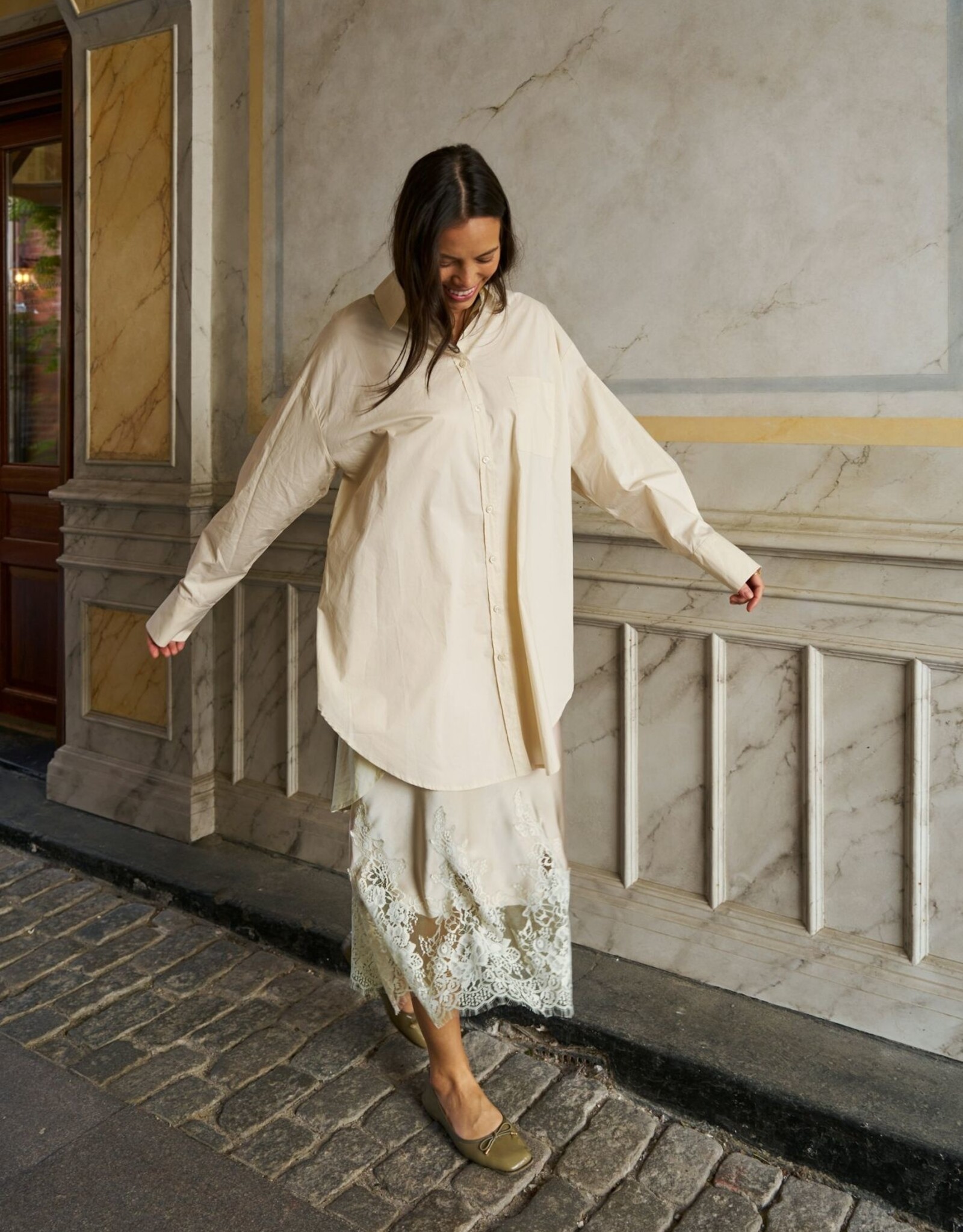 Hemd Poplin 'Halina' - Ivory - Neo Noir