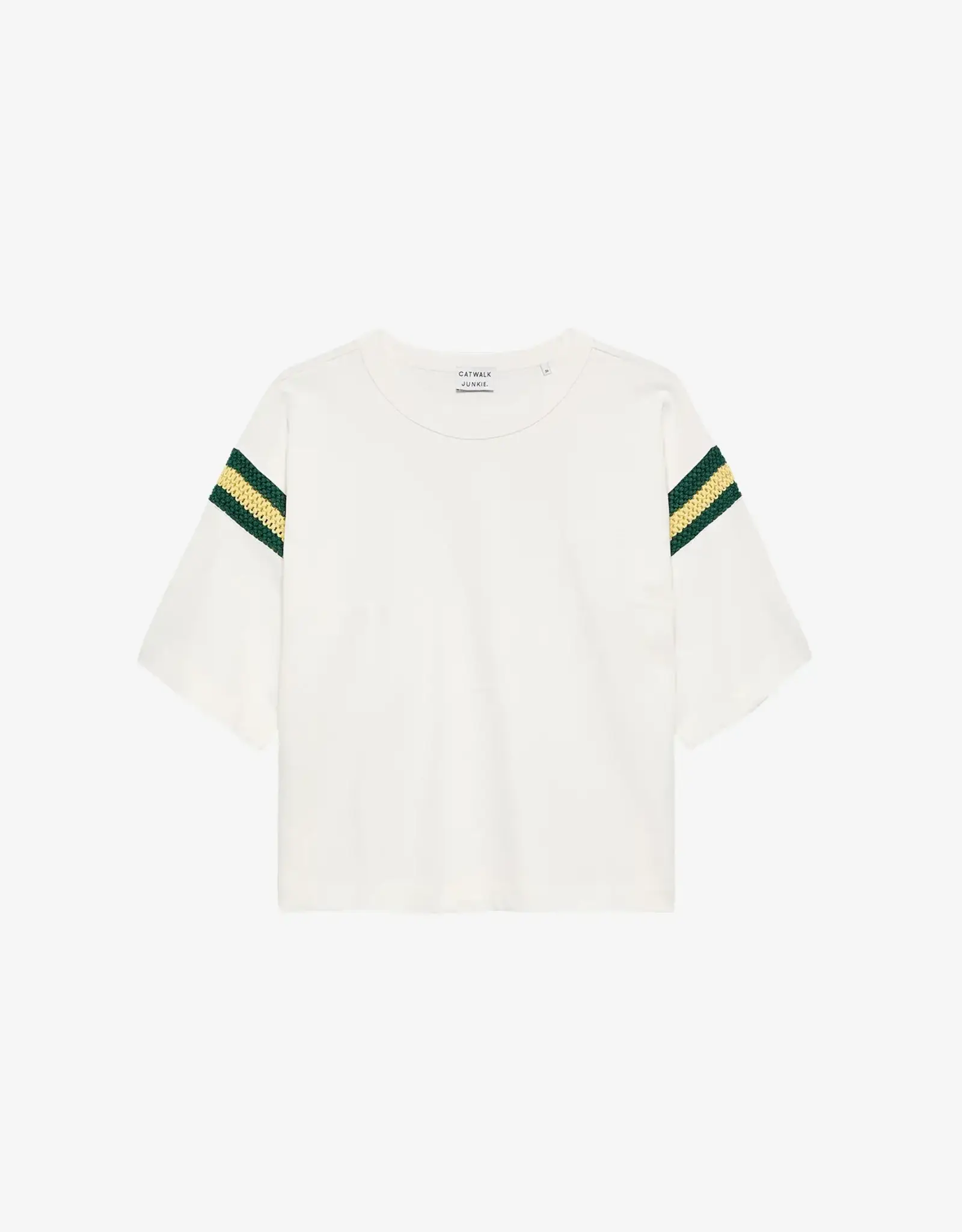 Catwalk Junkie T-Shirt Loose Fit 'Sleeve Detail' - Off White - Catwalk Junkie
