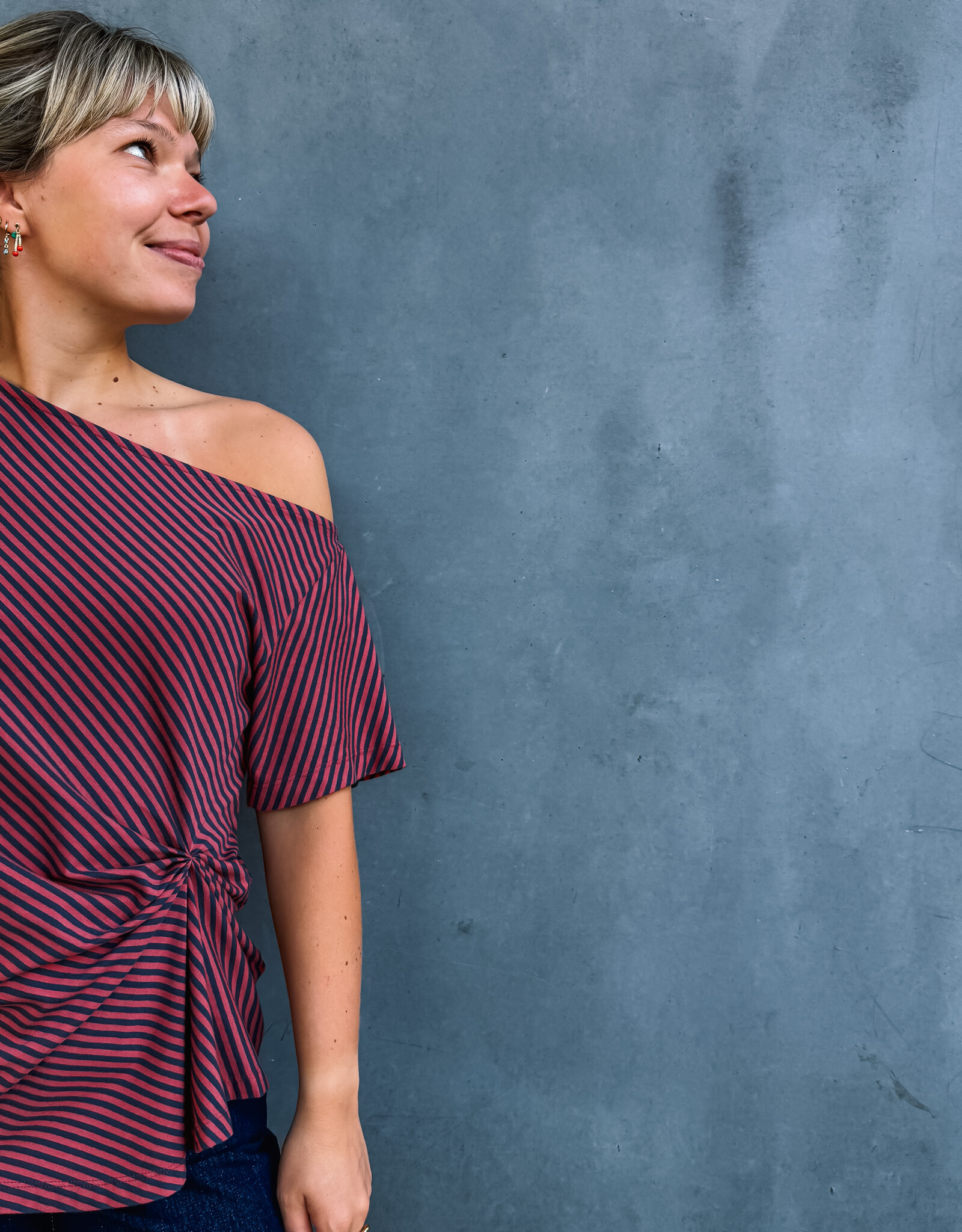 Damson Madder T-Shirt 'Reece' - Red Stripe - Damson Madder