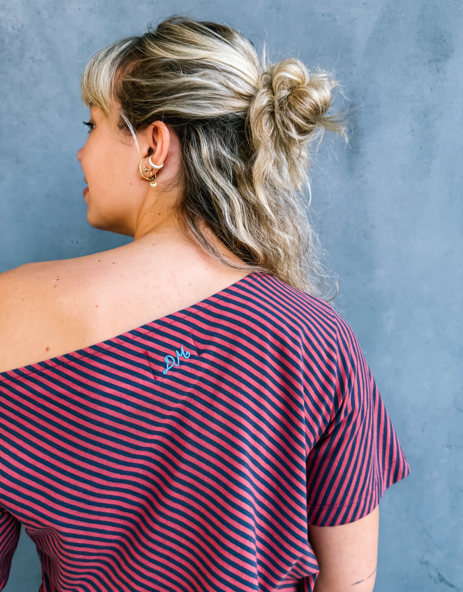 Damson Madder T-Shirt 'Reece' - Red Stripe - Damson Madder
