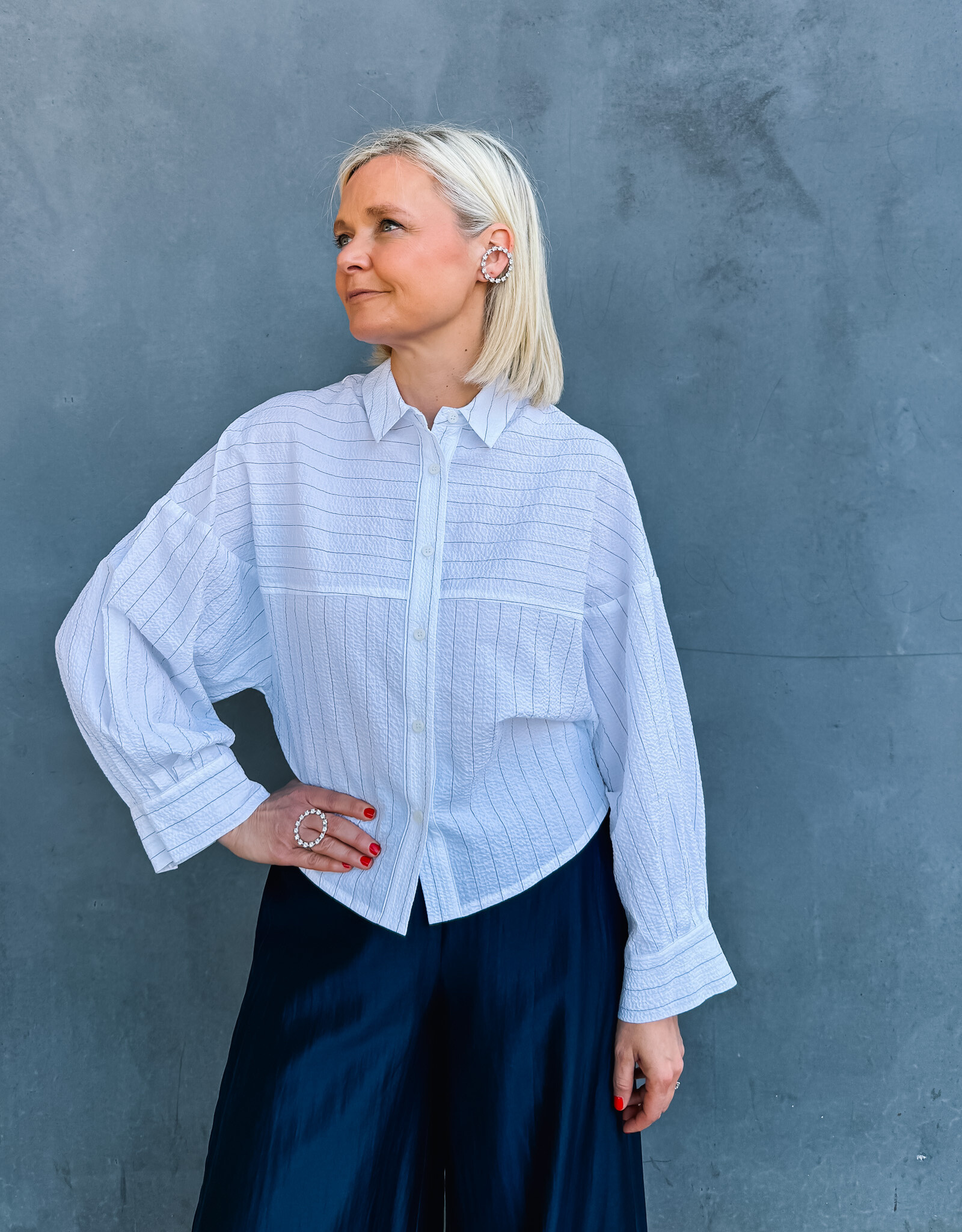 Bô-Dôme Blouse 'Sheryl' - Ecru Stripes  - Bô-Dôme