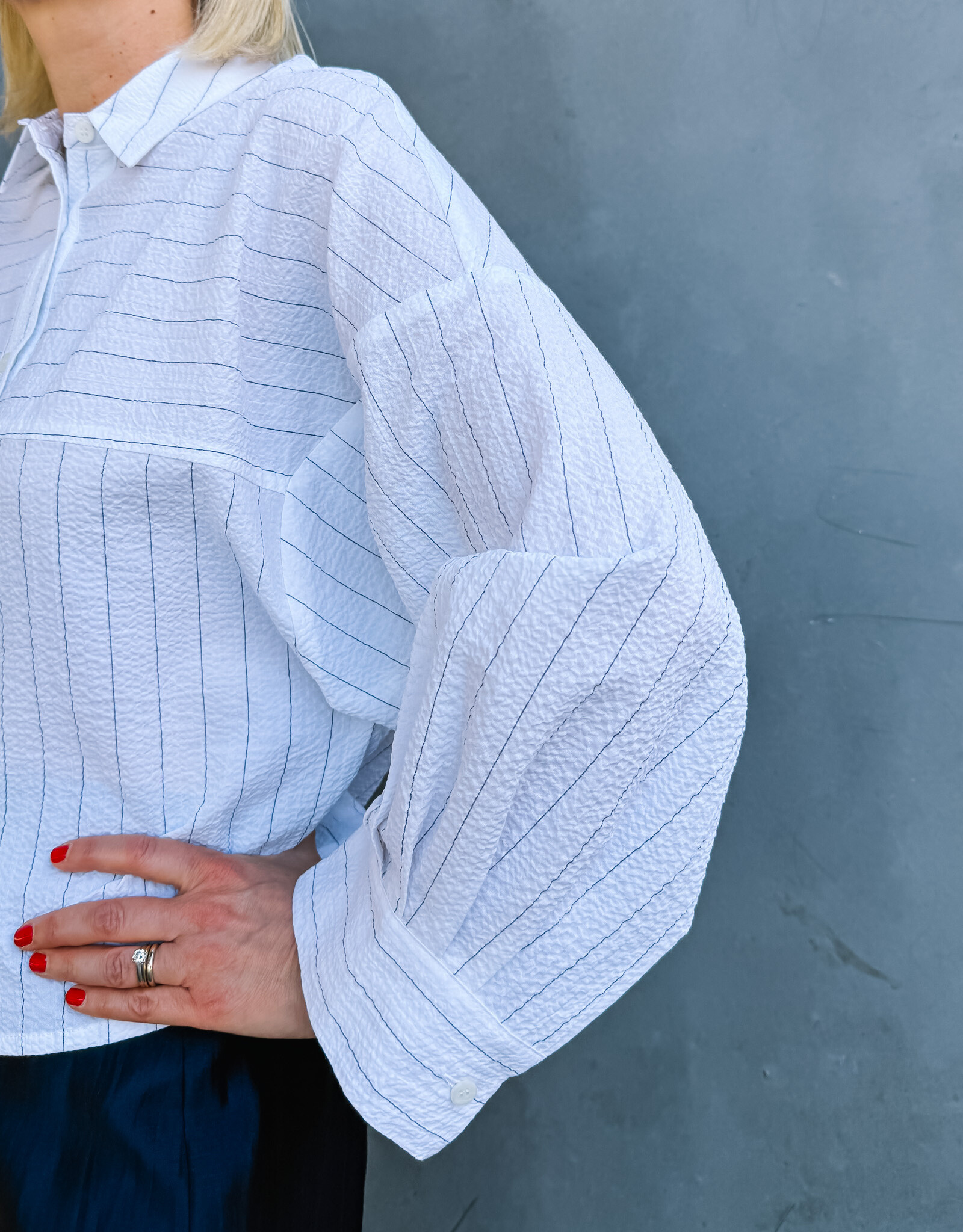 Bô-Dôme Blouse 'Sheryl' - Ecru Stripes  - Bô-Dôme