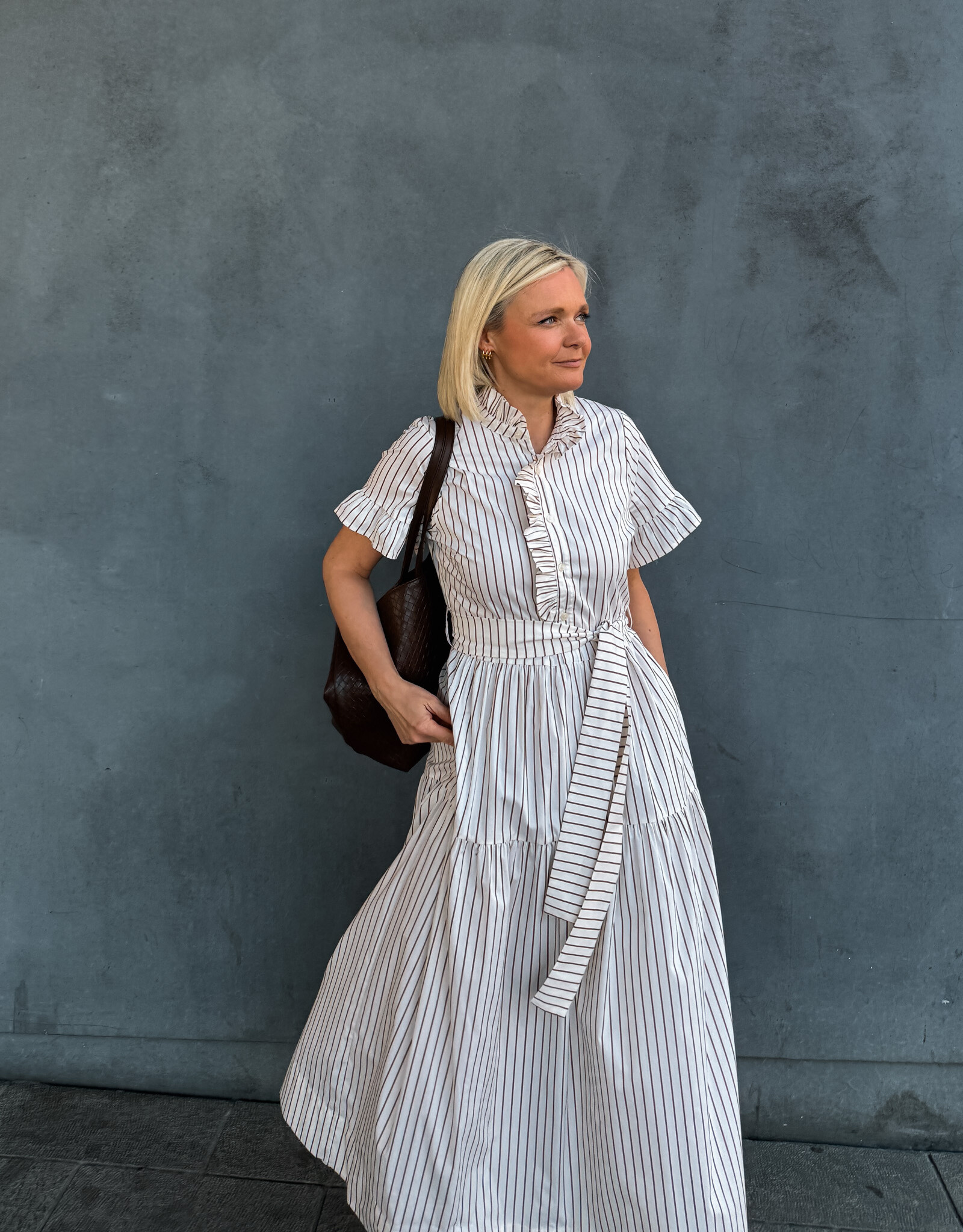 Jurk Wild Stripe 'Nellie' - Ivory - Neo Noir
