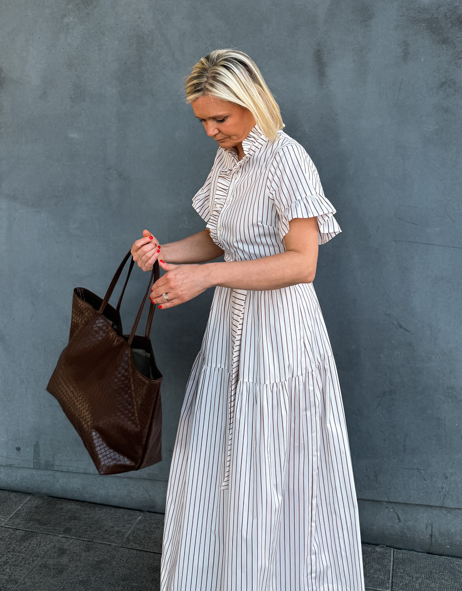 Jurk Wild Stripe 'Nellie' - Ivory - Neo Noir